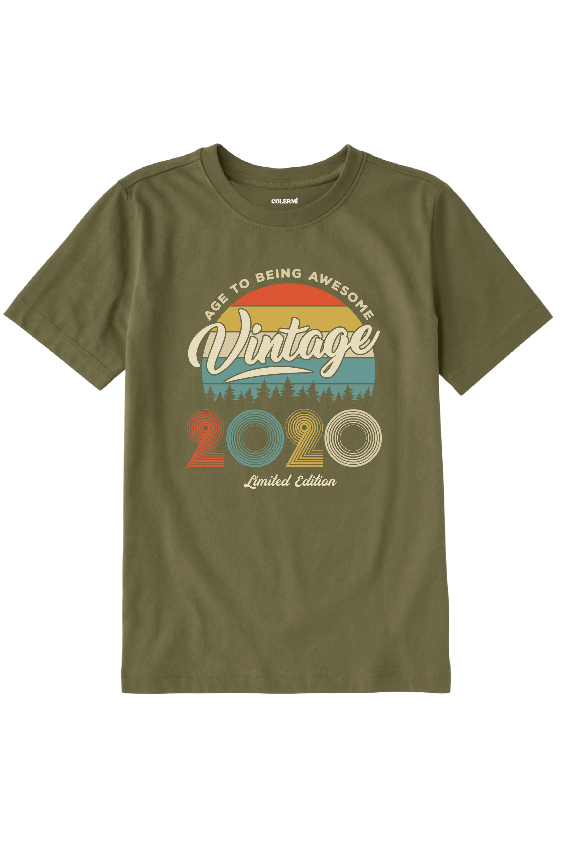 2020 doğum tarihli vintage çocuk tişört nostalji tasarım