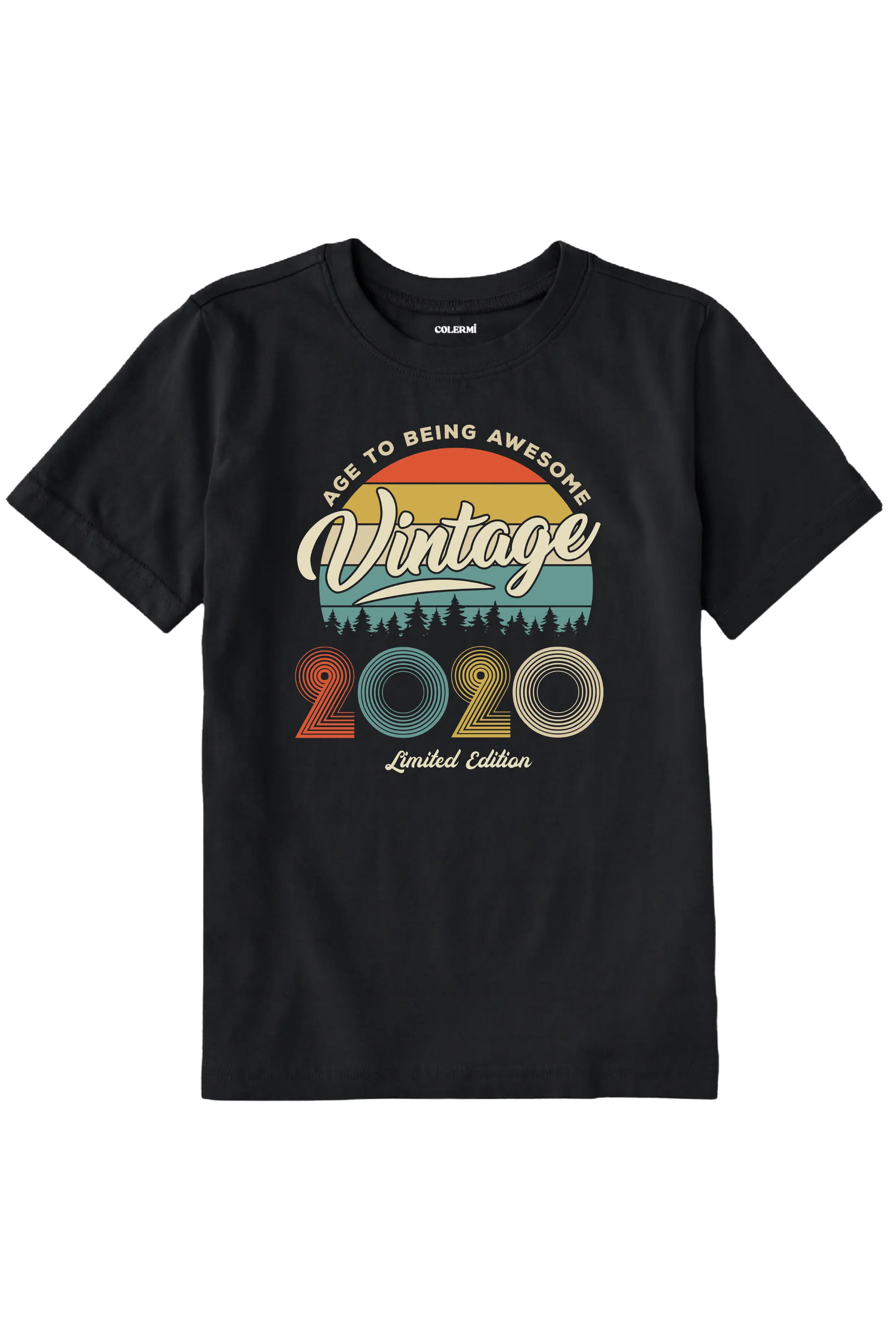 2020 doğum tarihli vintage çocuk tişört nostalji tasarım