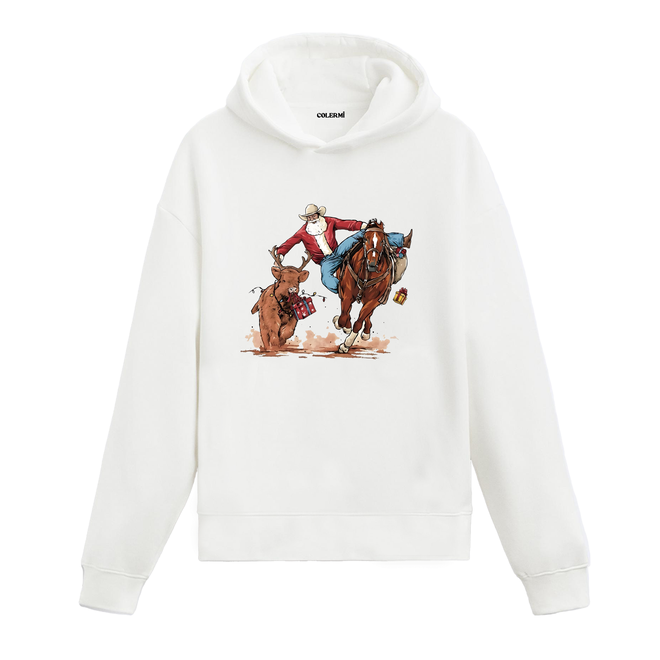 At Üzerinde Kovboy Tasarımlı Hoodie görsel 2 | Colermi