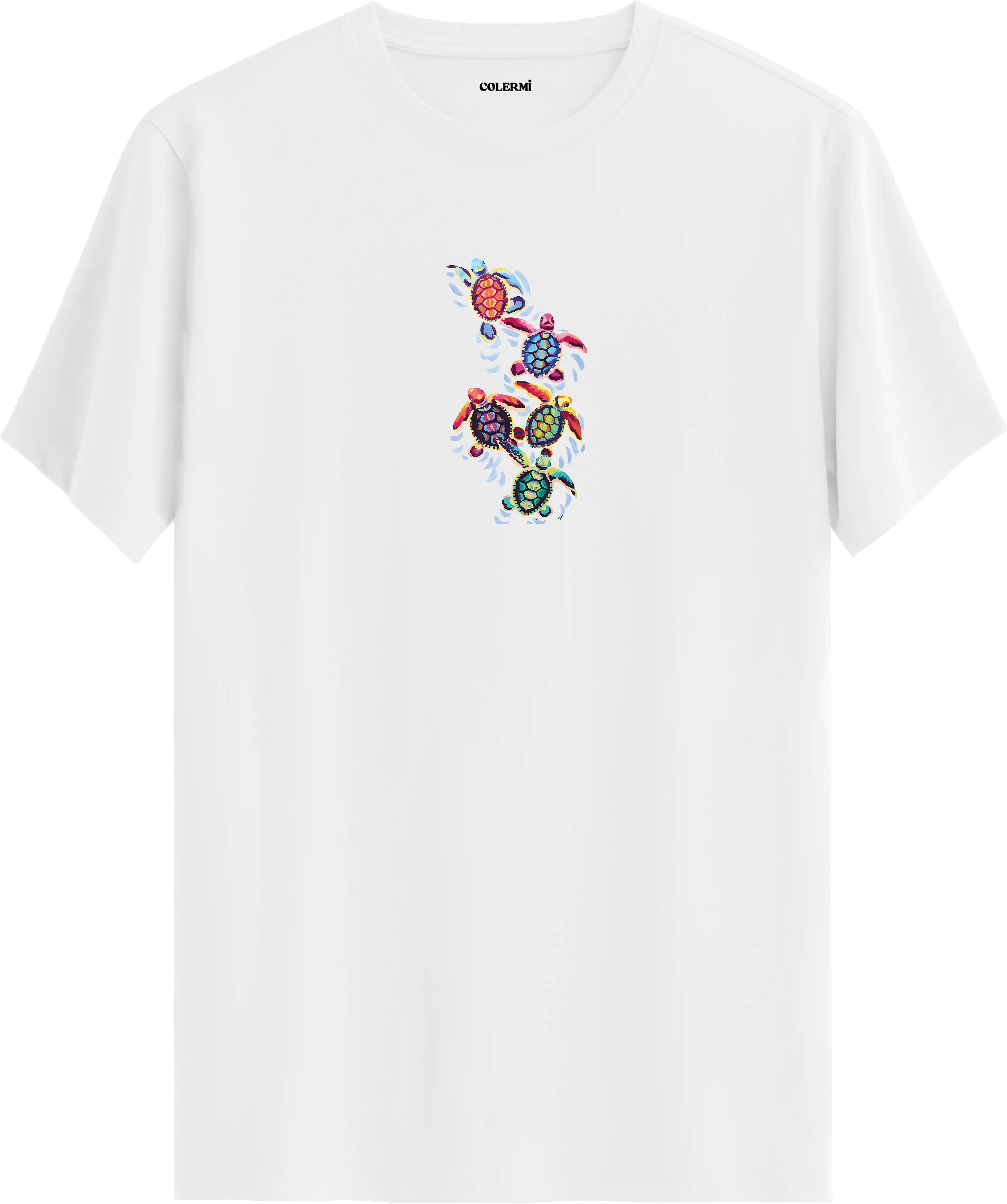 Renkli Deniz Kaplumbağası Baskılı Tişört