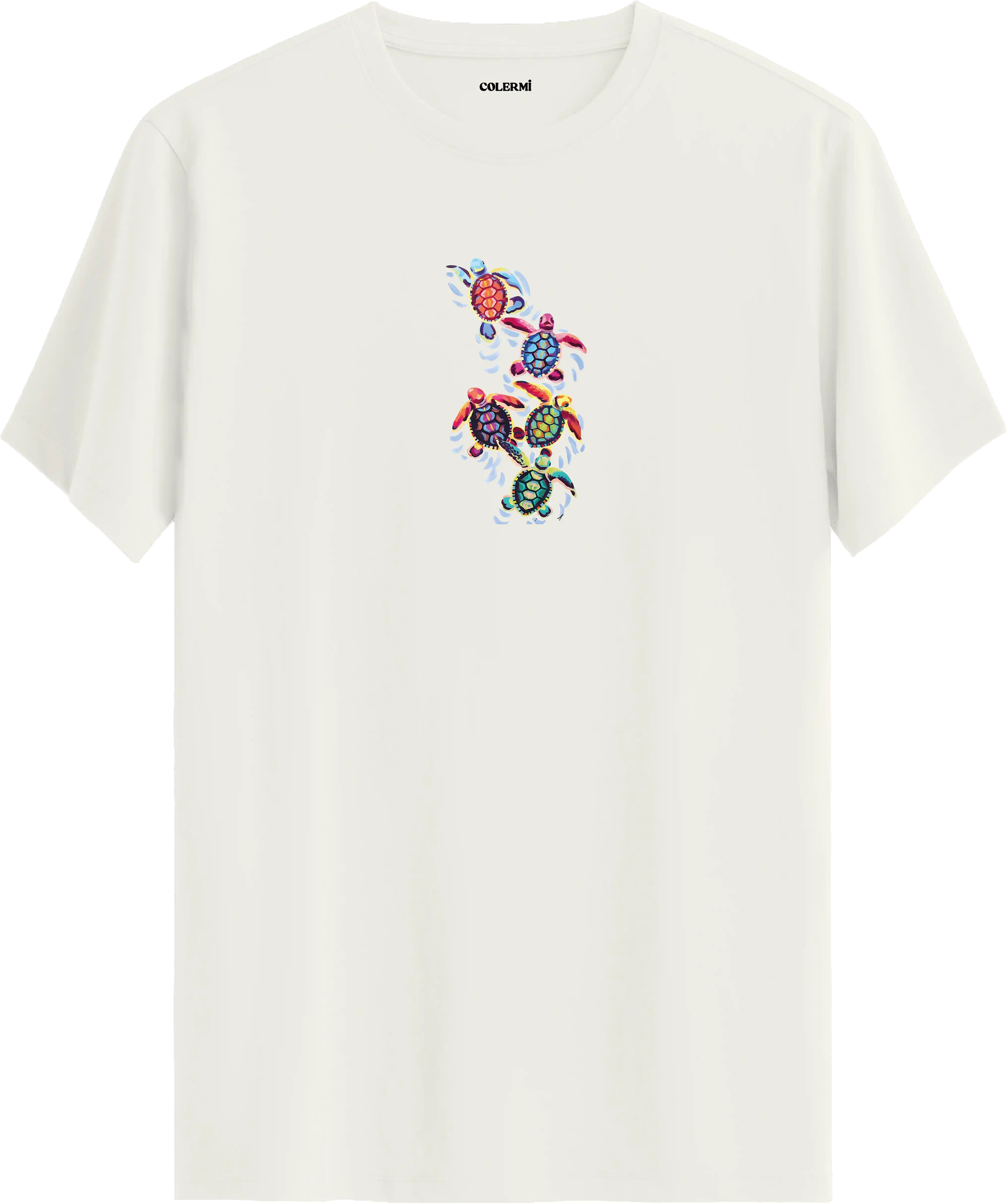 Renkli Deniz Kaplumbağası Baskılı Tişört