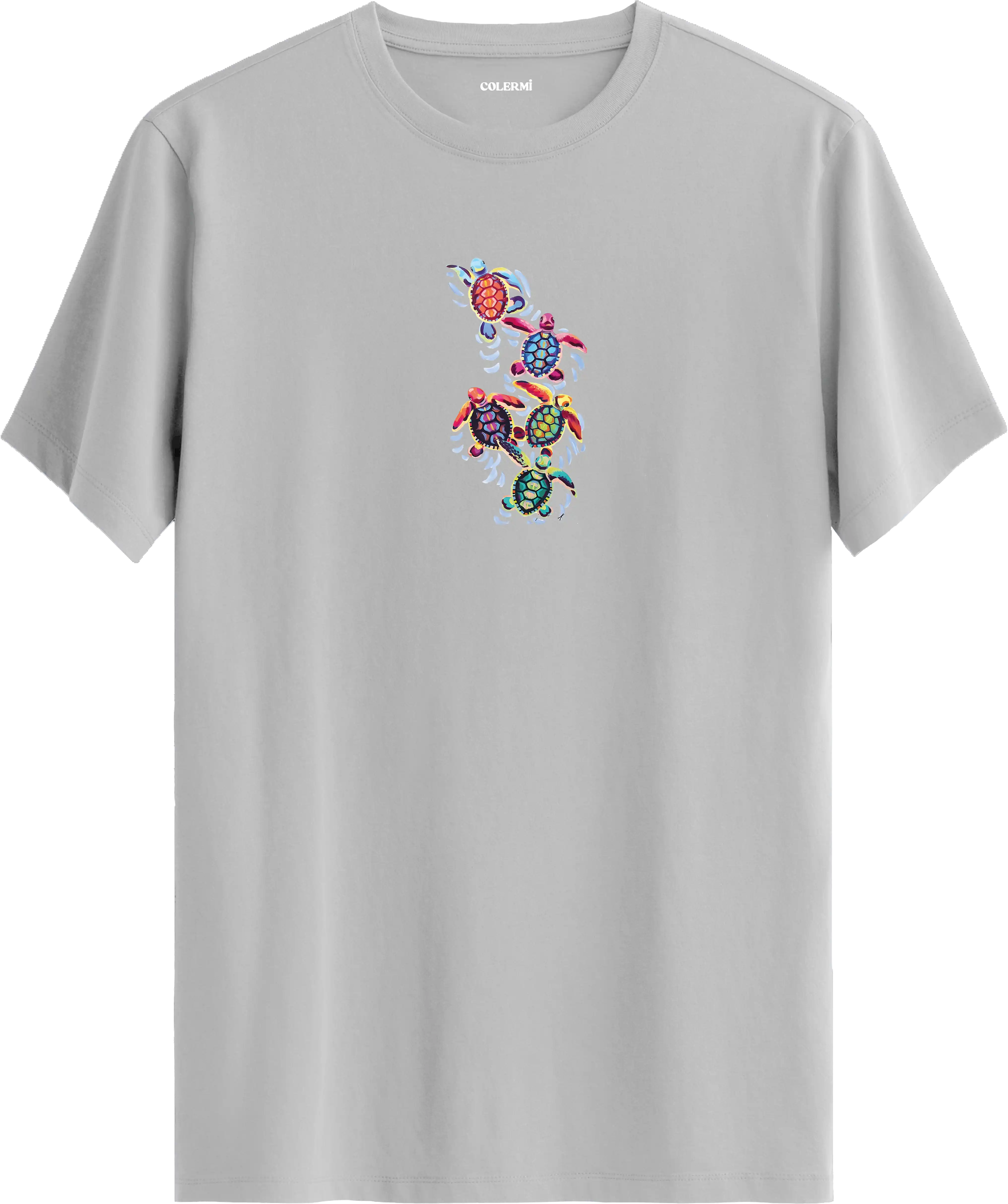Renkli Deniz Kaplumbağası Baskılı Tişört