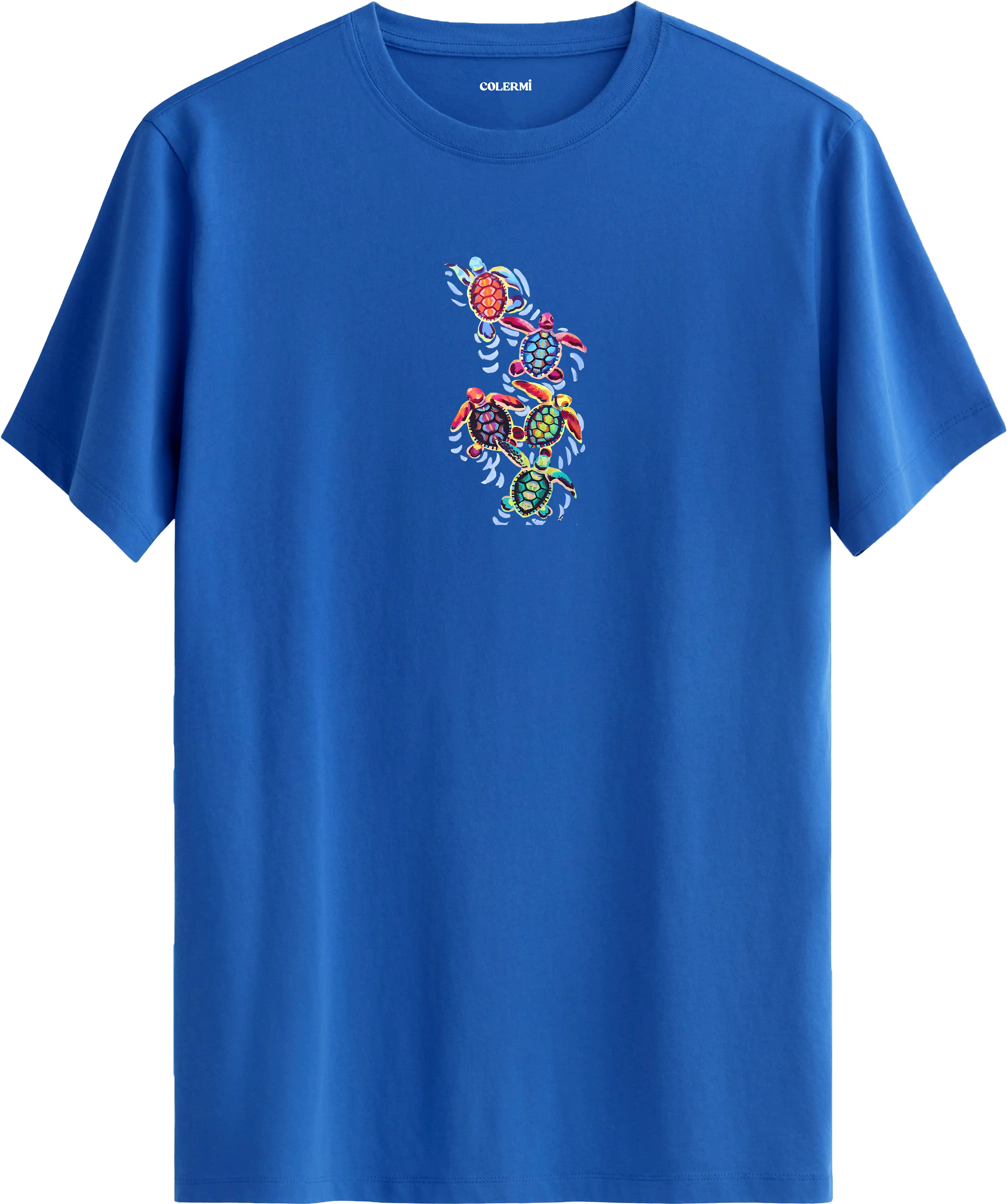 Renkli Deniz Kaplumbağası Baskılı Tişört