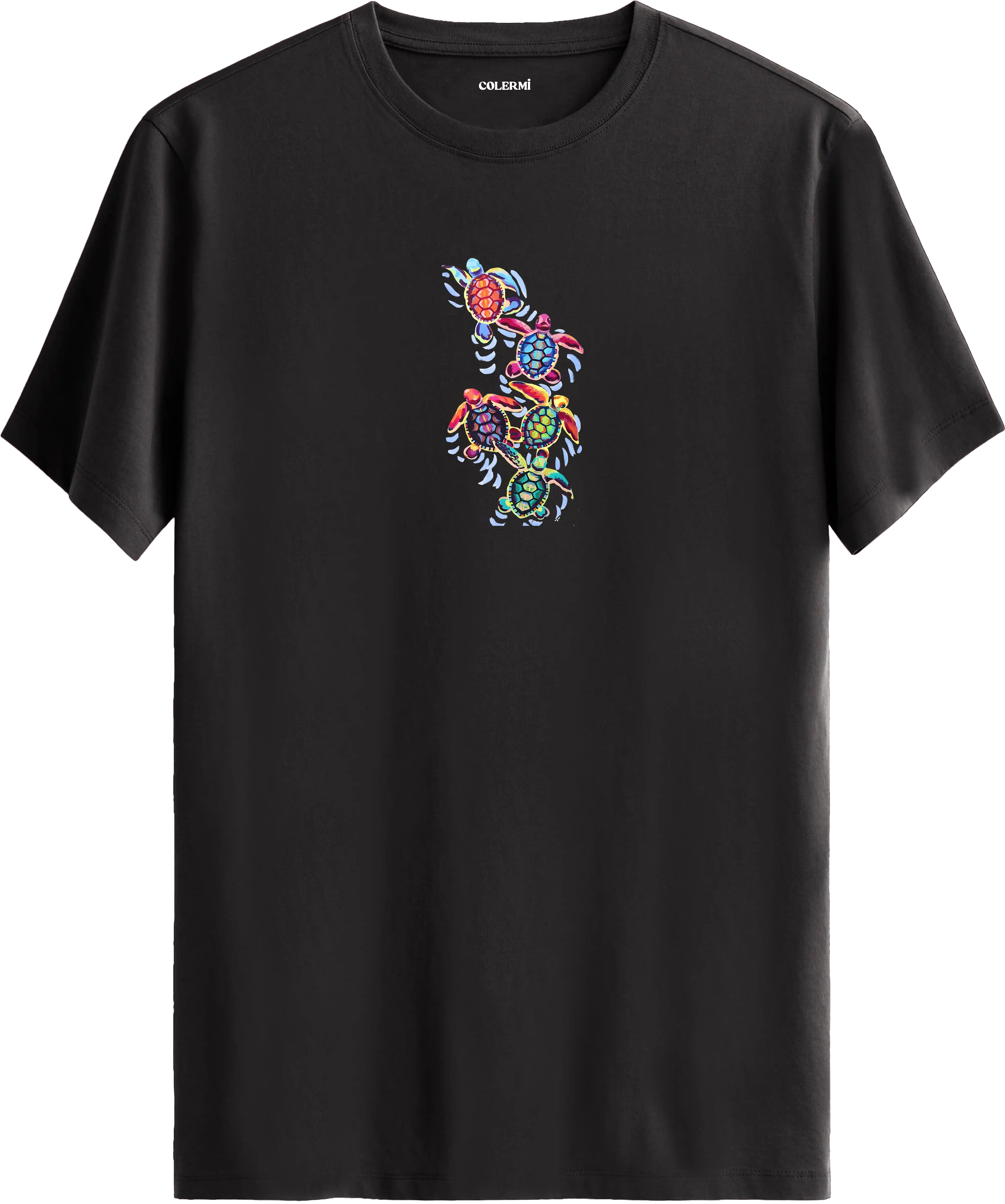 Renkli Deniz Kaplumbağası Baskılı Tişört