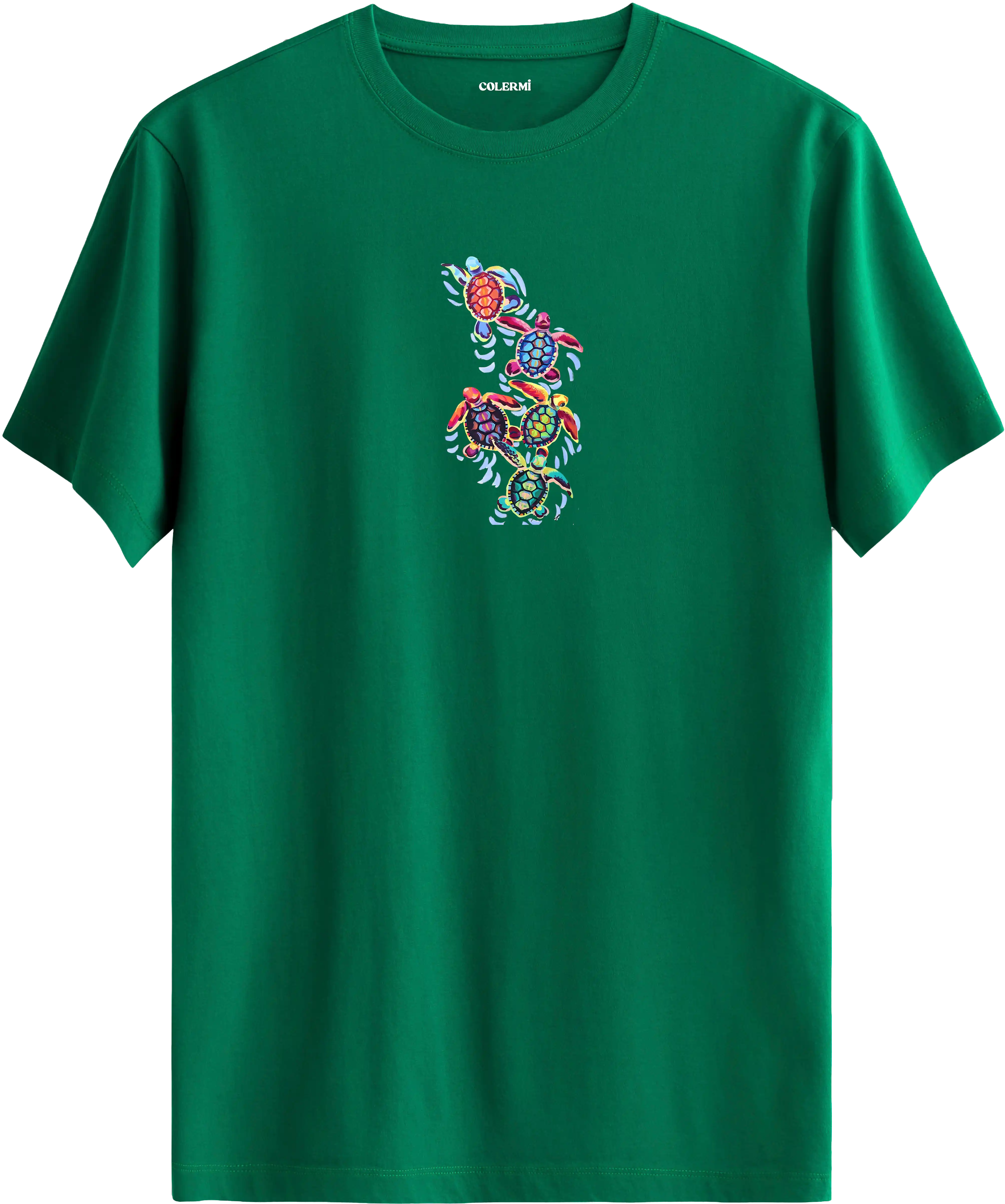 Renkli Deniz Kaplumbağası Baskılı Tişört
