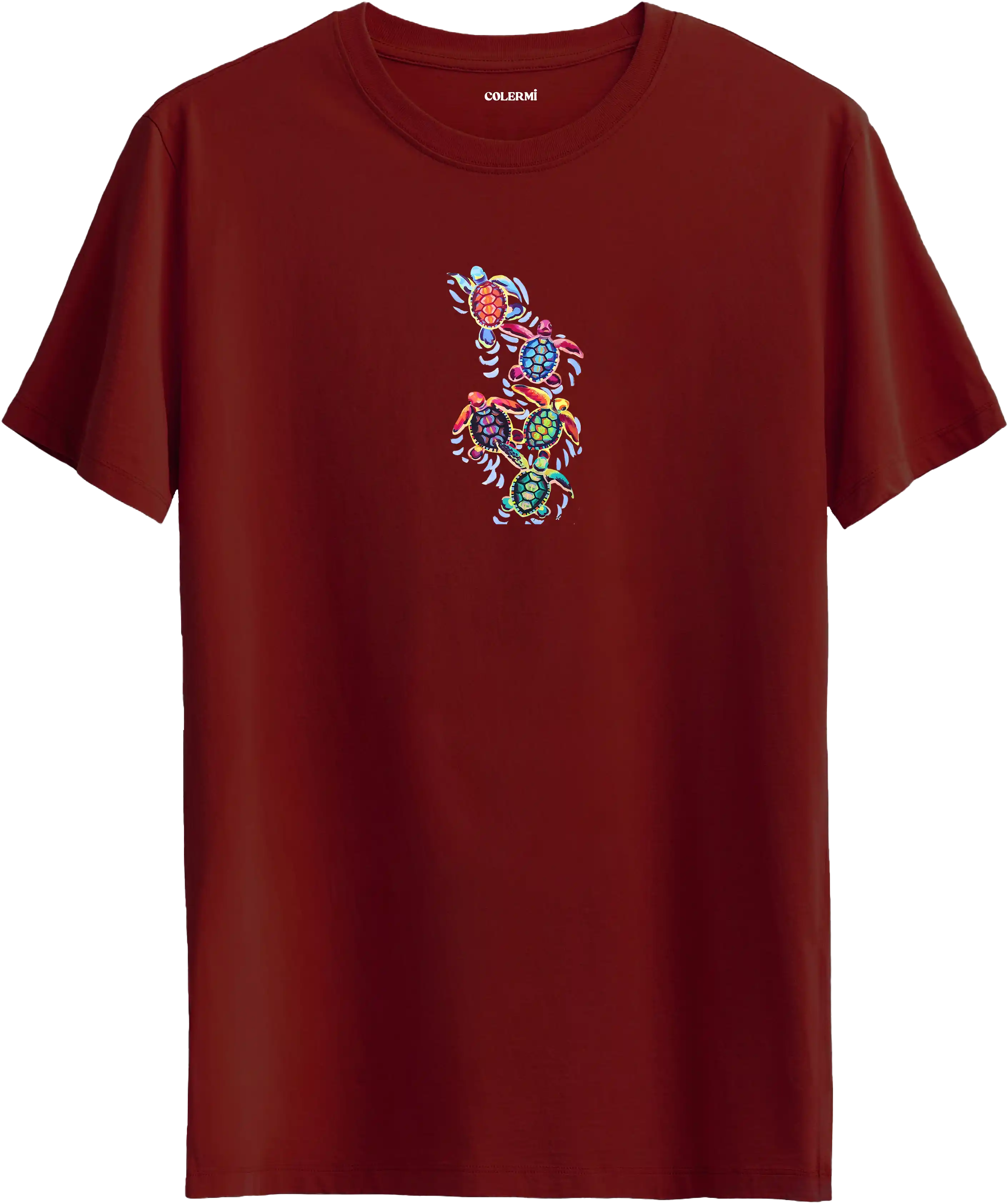 Renkli Deniz Kaplumbağası Baskılı Tişört