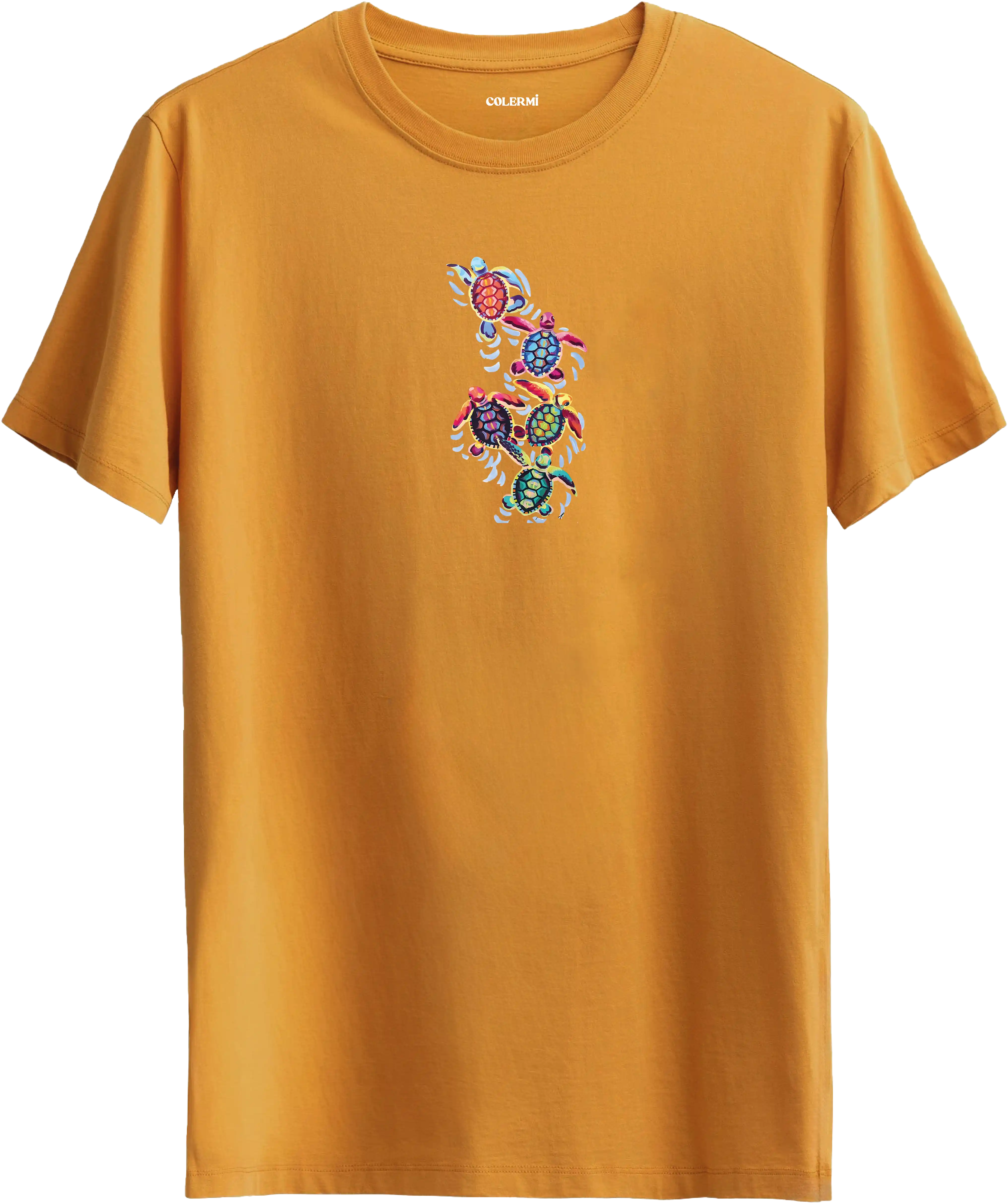 Renkli Deniz Kaplumbağası Baskılı Tişört