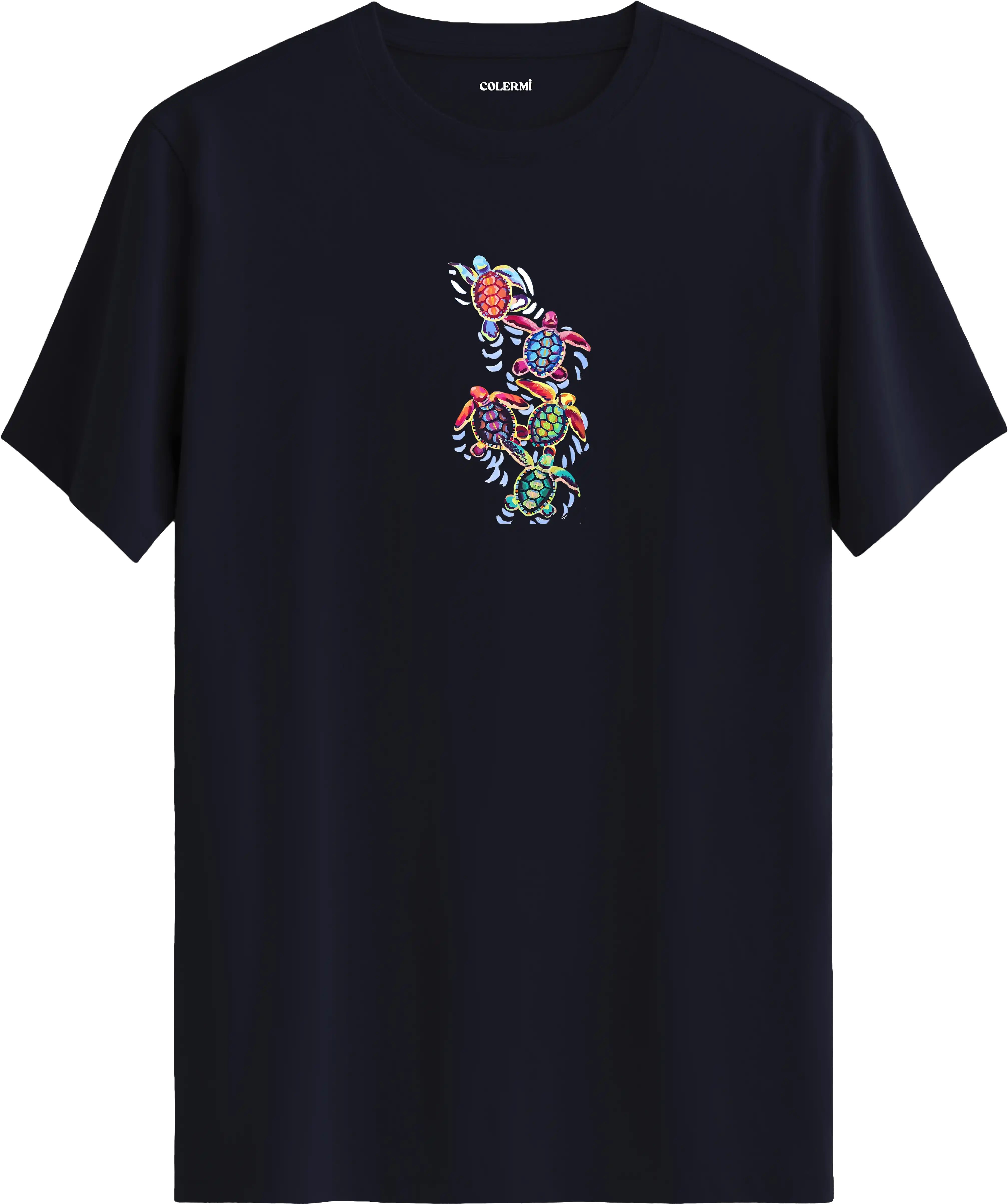 Renkli Deniz Kaplumbağası Baskılı Tişört