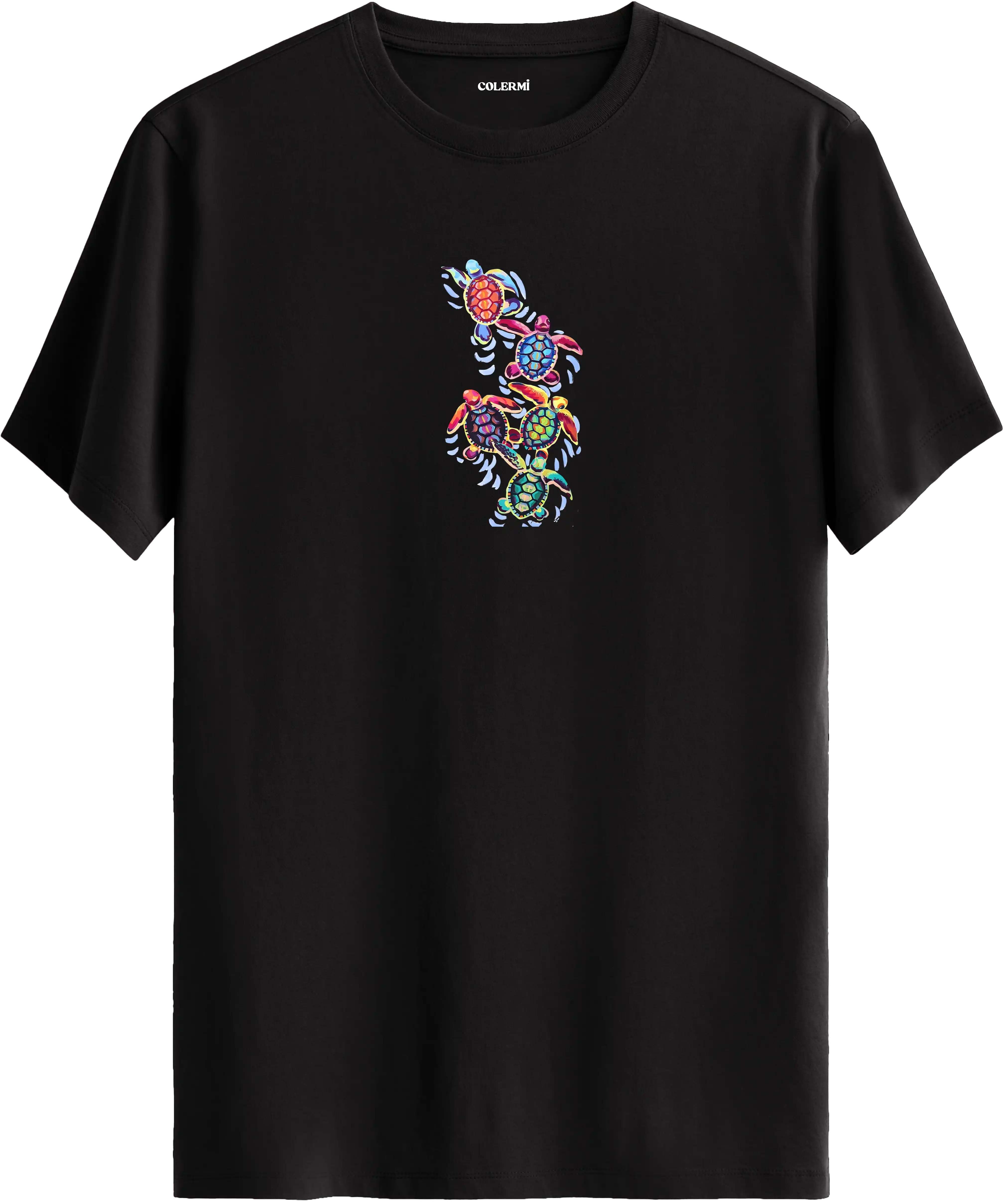 Renkli Deniz Kaplumbağası Baskılı Tişört