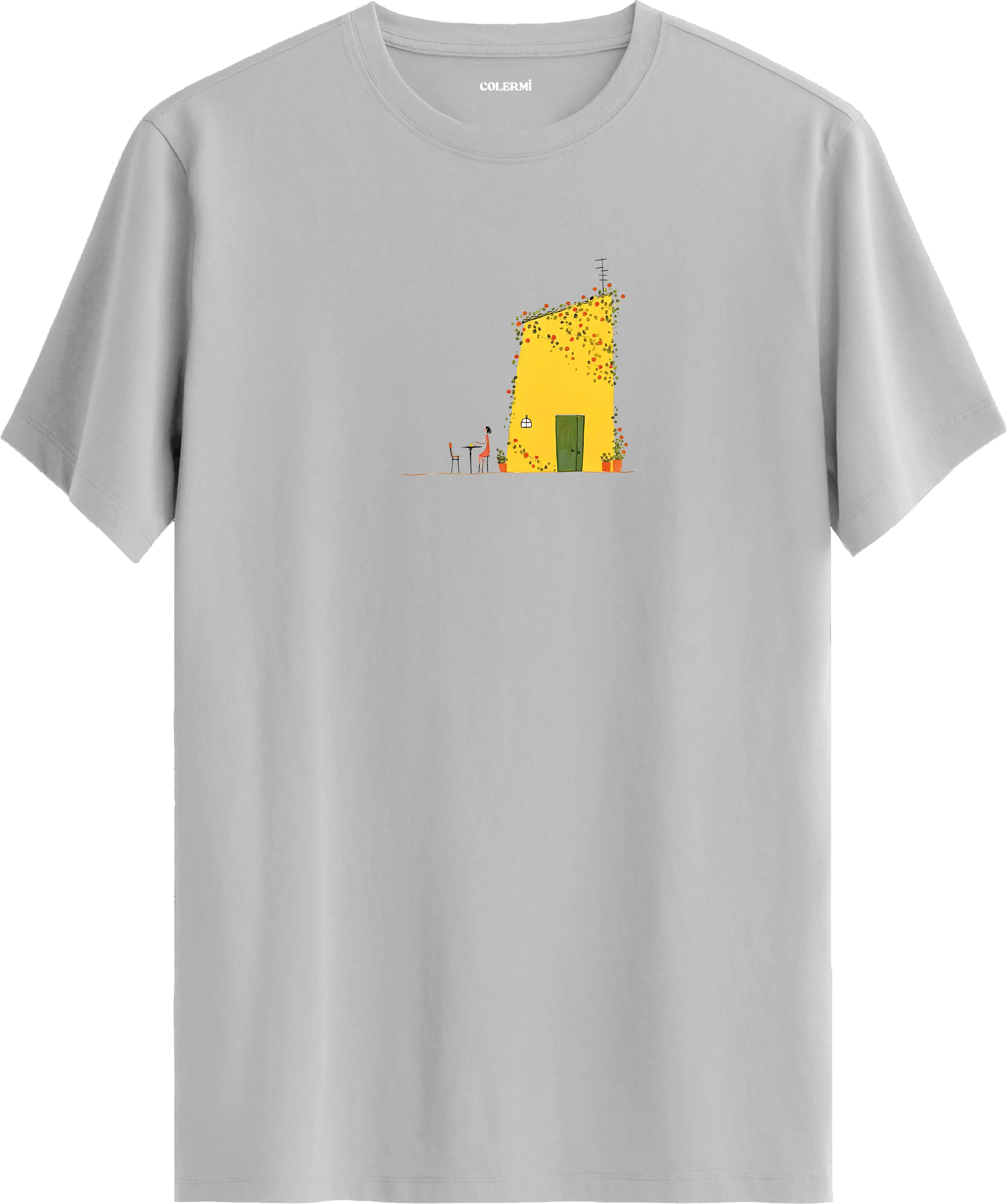 Retro Sarı Ev Tasarım Tişört