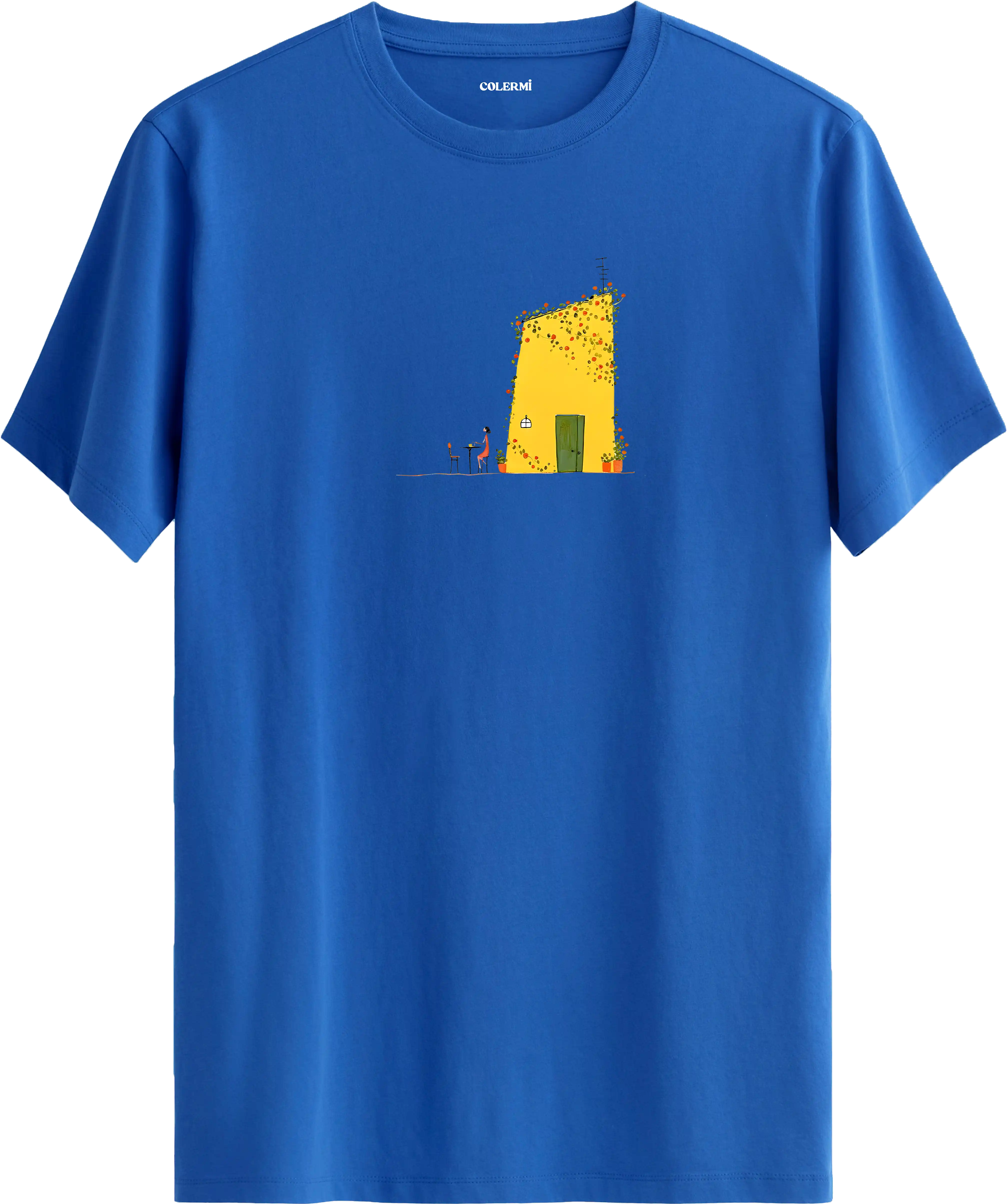 Retro Sarı Ev Tasarım Tişört