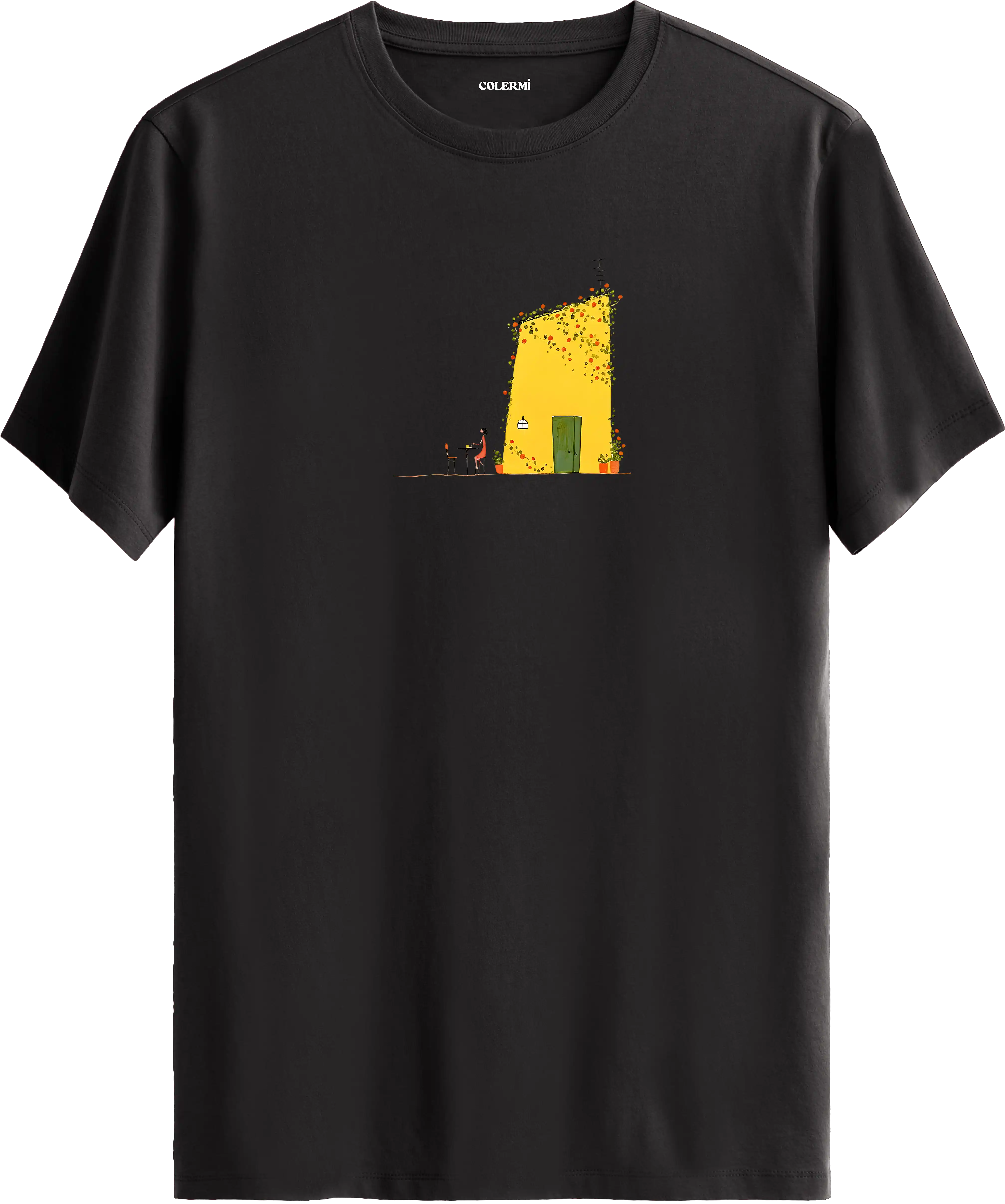 Retro Sarı Ev Tasarım Tişört