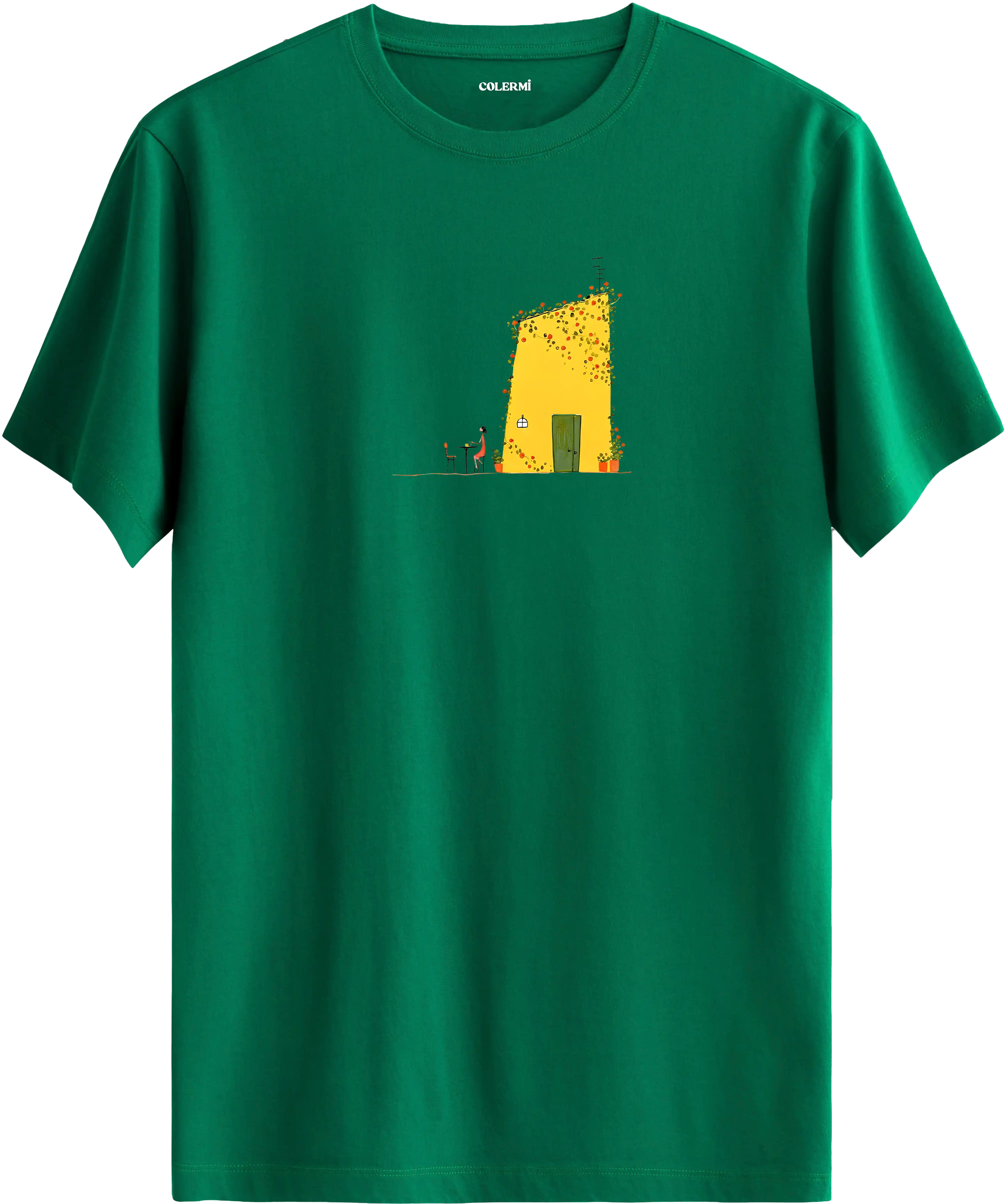 Retro Sarı Ev Tasarım Tişört