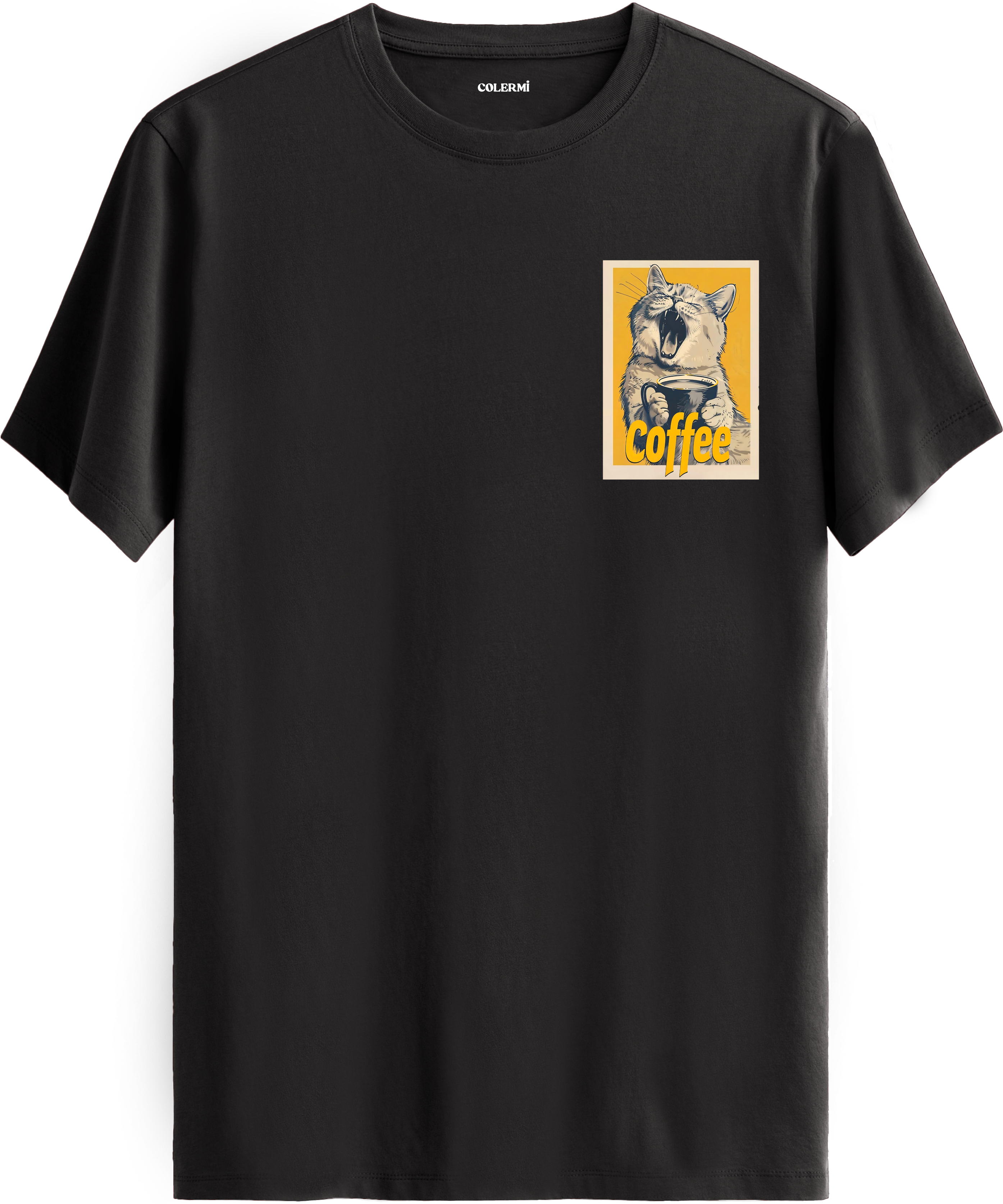 Coffee Cat Baskılı Regular Tişört