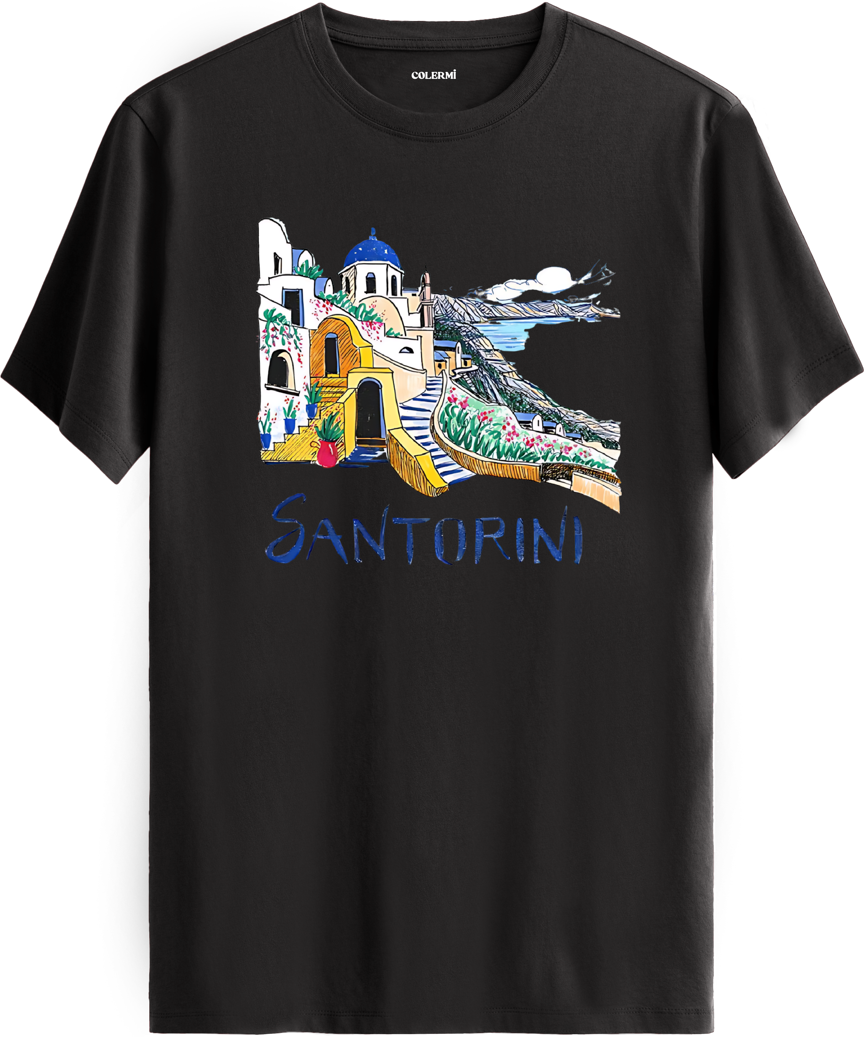 Santorini Illustration Regular Tişört