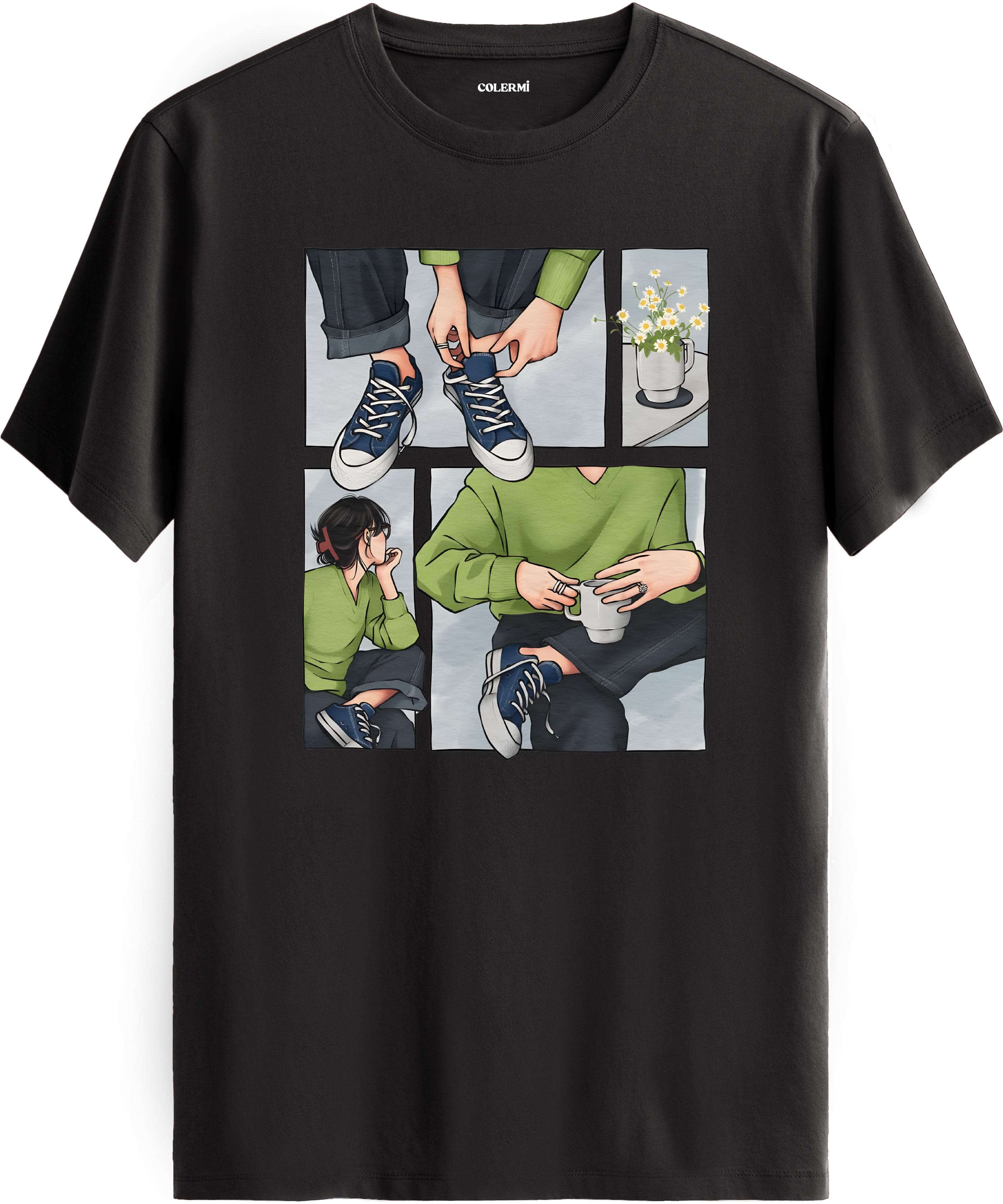Günlük Stil Kolaj Baskılı Tişört