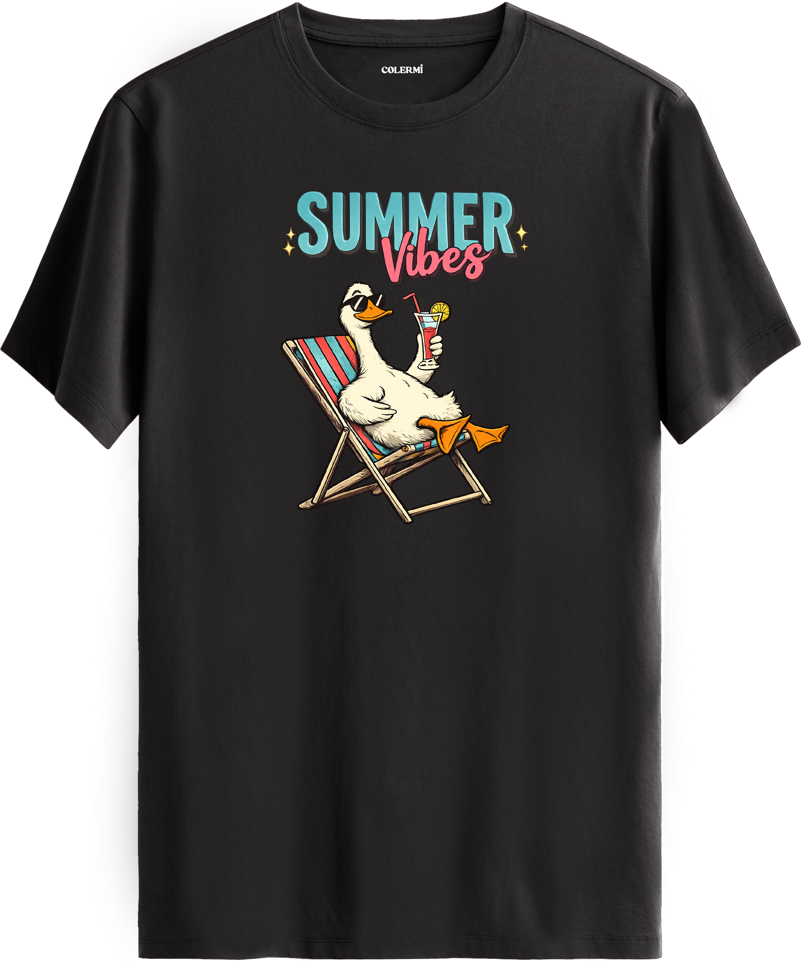 Summer Vibes Ördek Baskılı Regular Tişört