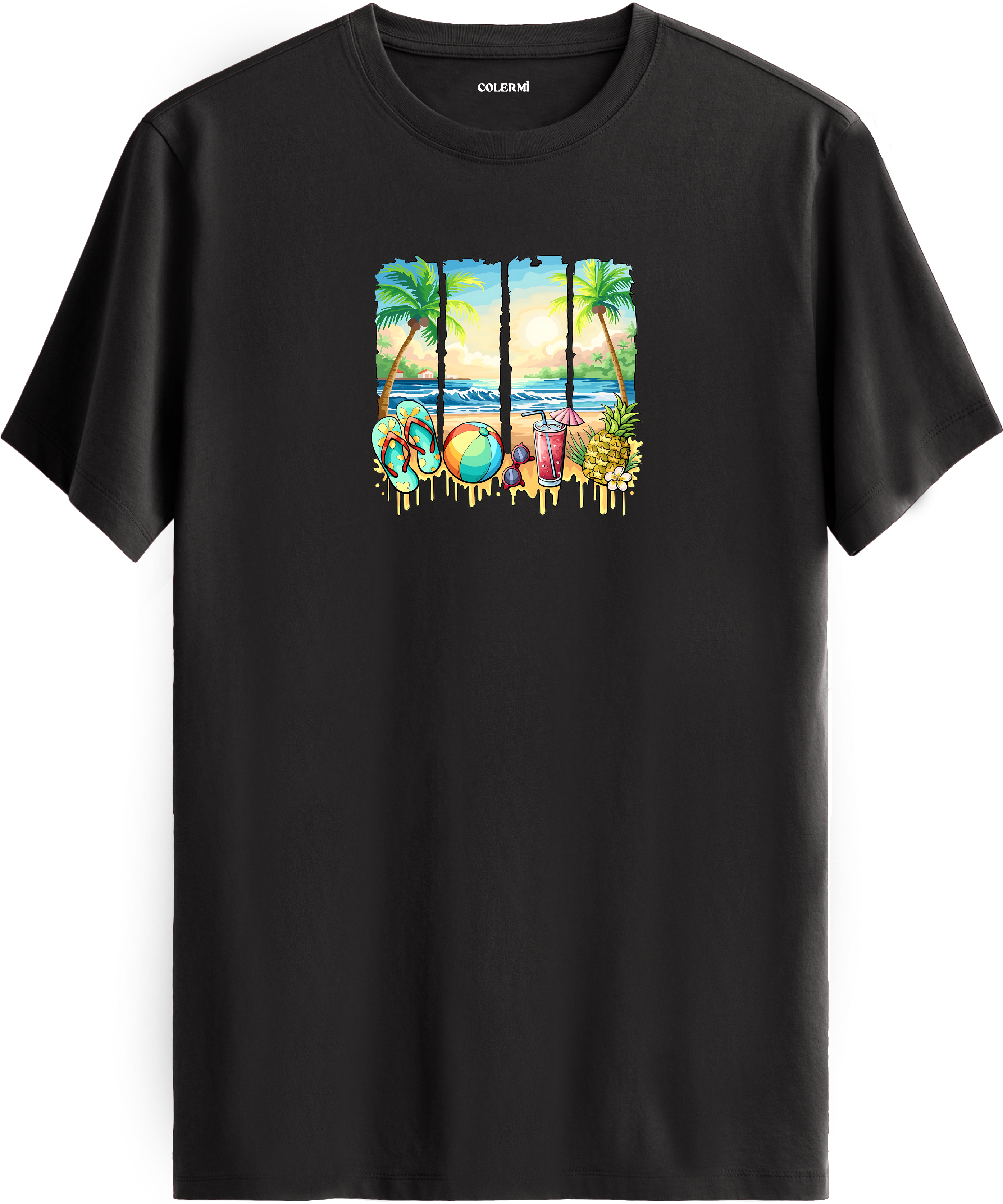Tropical Beach Baskılı Regular Tişört