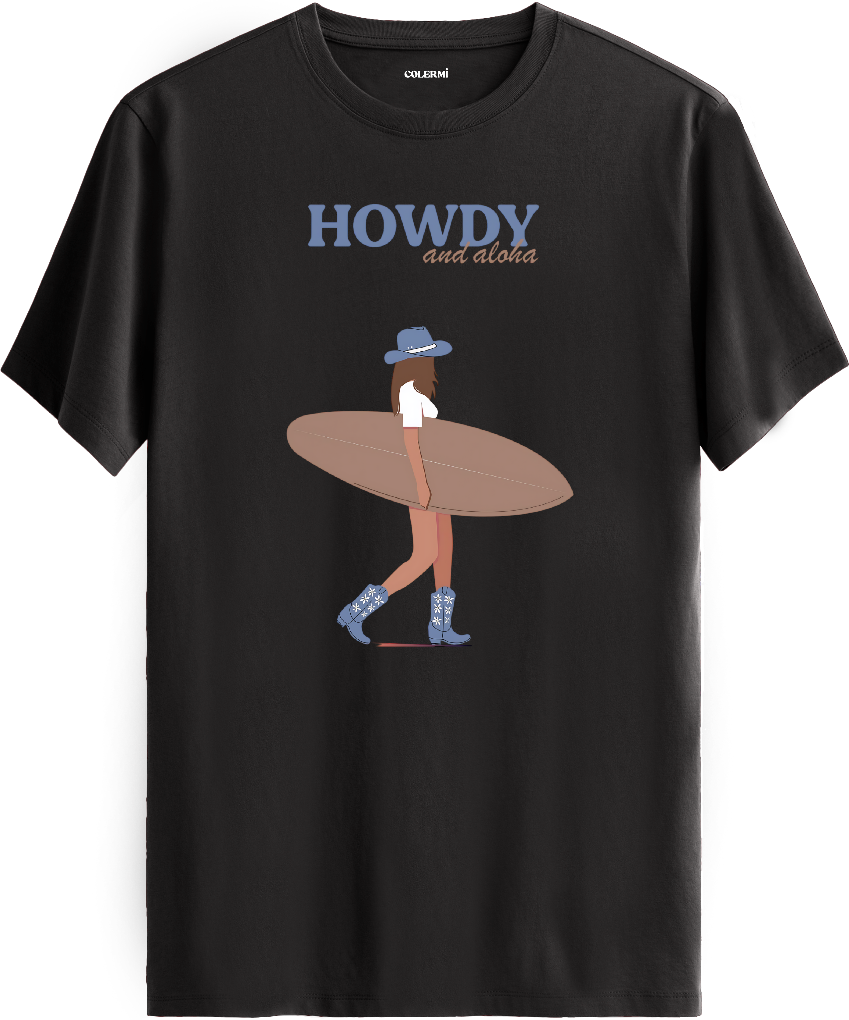Howdy and Aloha Sörf Baskılı Regular Tişört