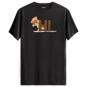 Cute Bear "Hi" Graphic Tee - Warm Greeting, Adorable Design