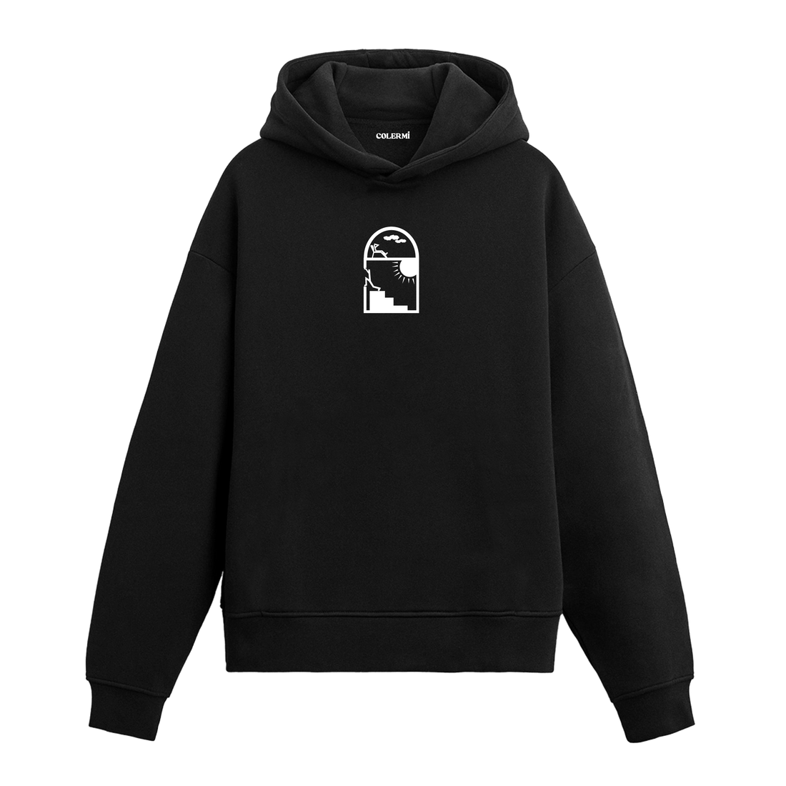 Arched Horizon Graphic Hoodie - Sunrise Symbol, Journey of Dreams