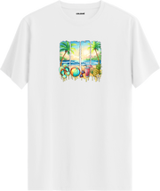 Tropical Beach Baskılı Regular Tişört