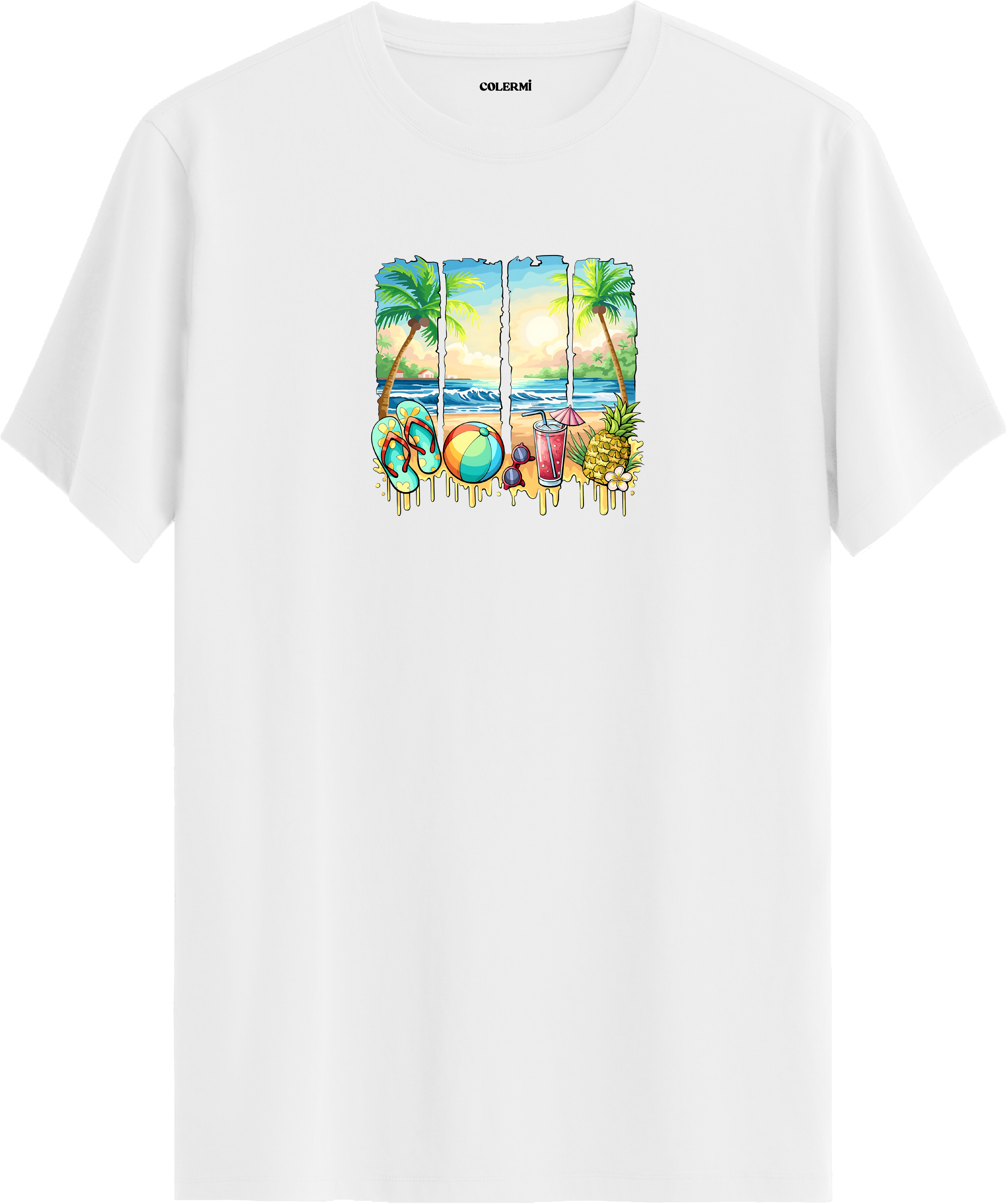 Tropical Beach Baskılı Regular Tişört