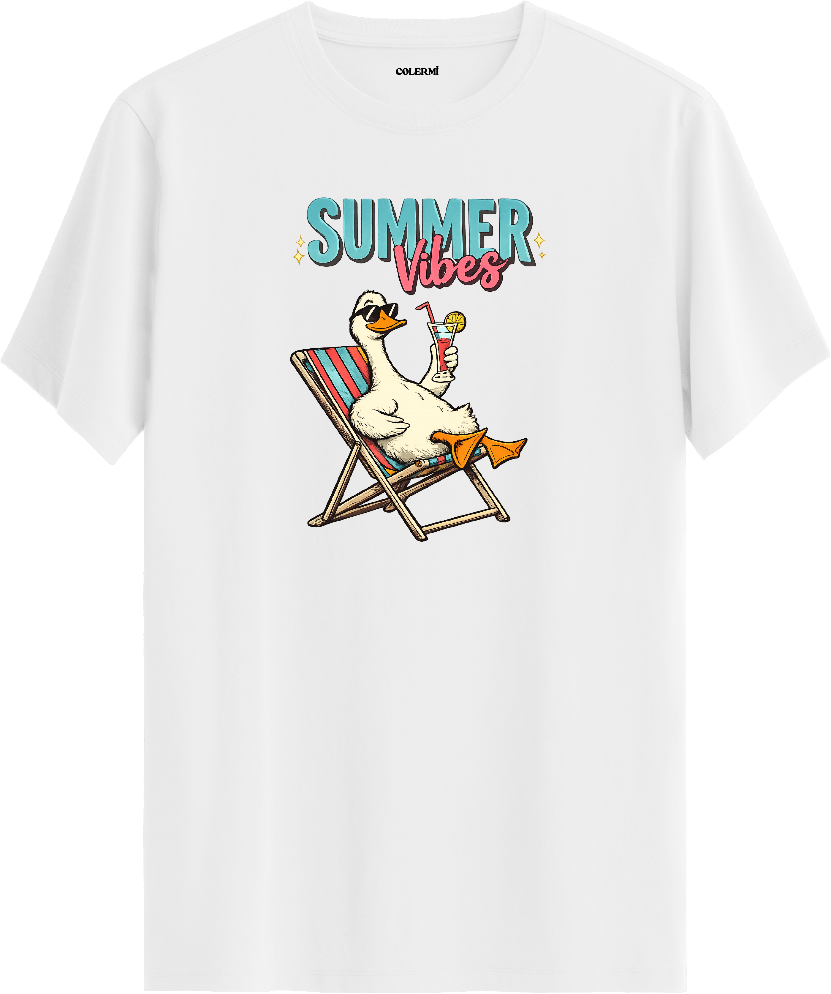 Summer Vibes Ördek Baskılı Regular Tişört