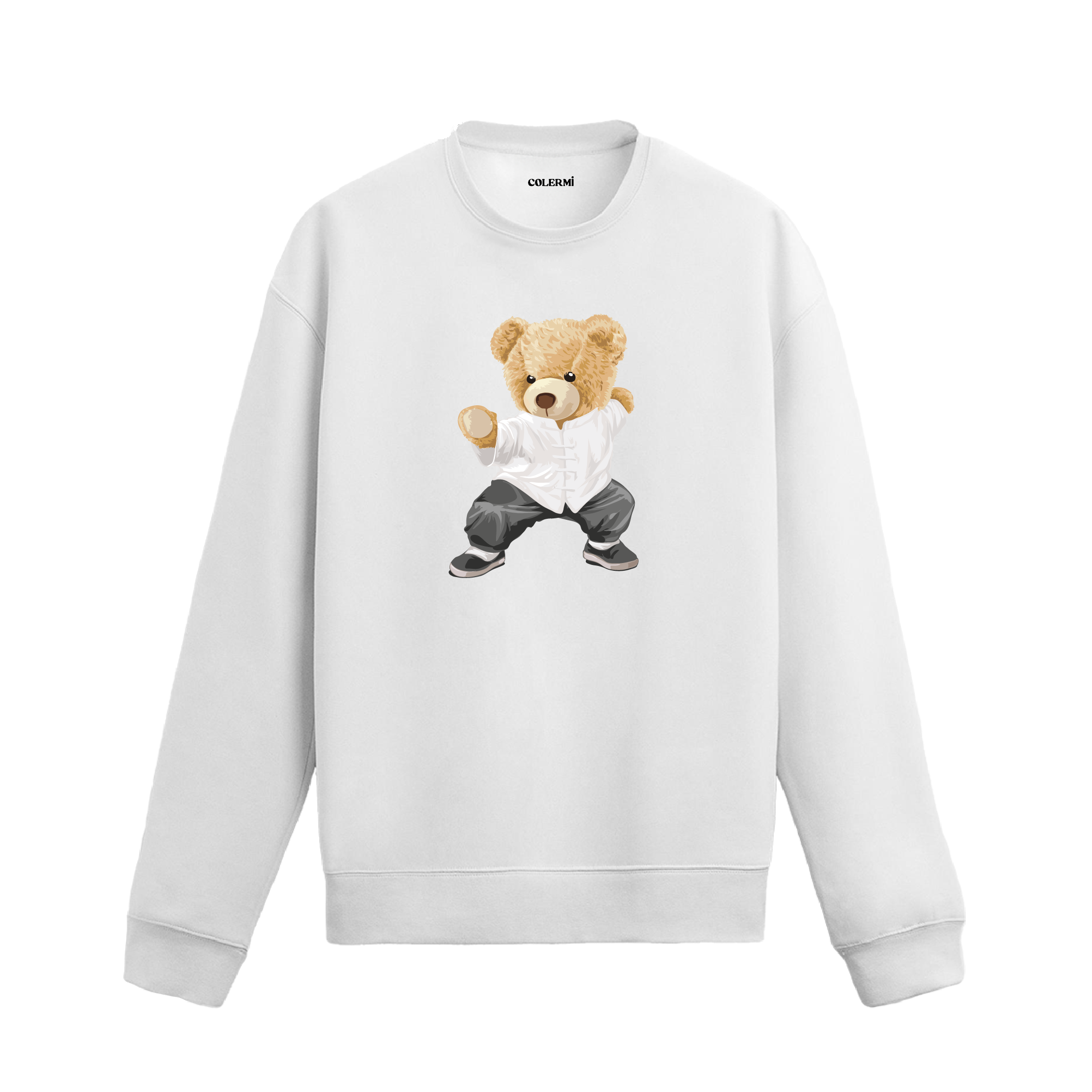 Kung Fu Ayıcık Baskılı Sweatshirt