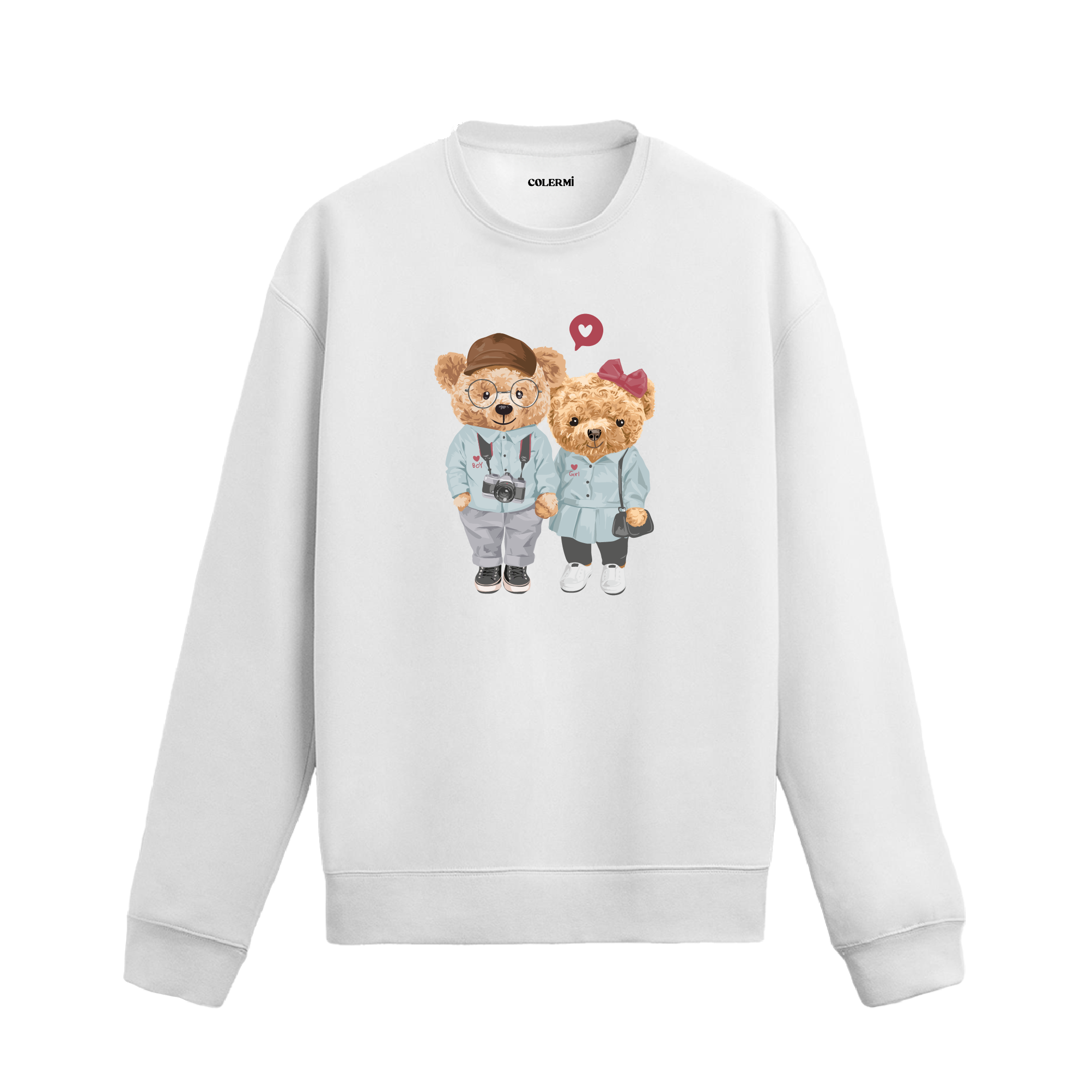 Aşık Ayıcıklar Çift Baskılı Sweatshirt
