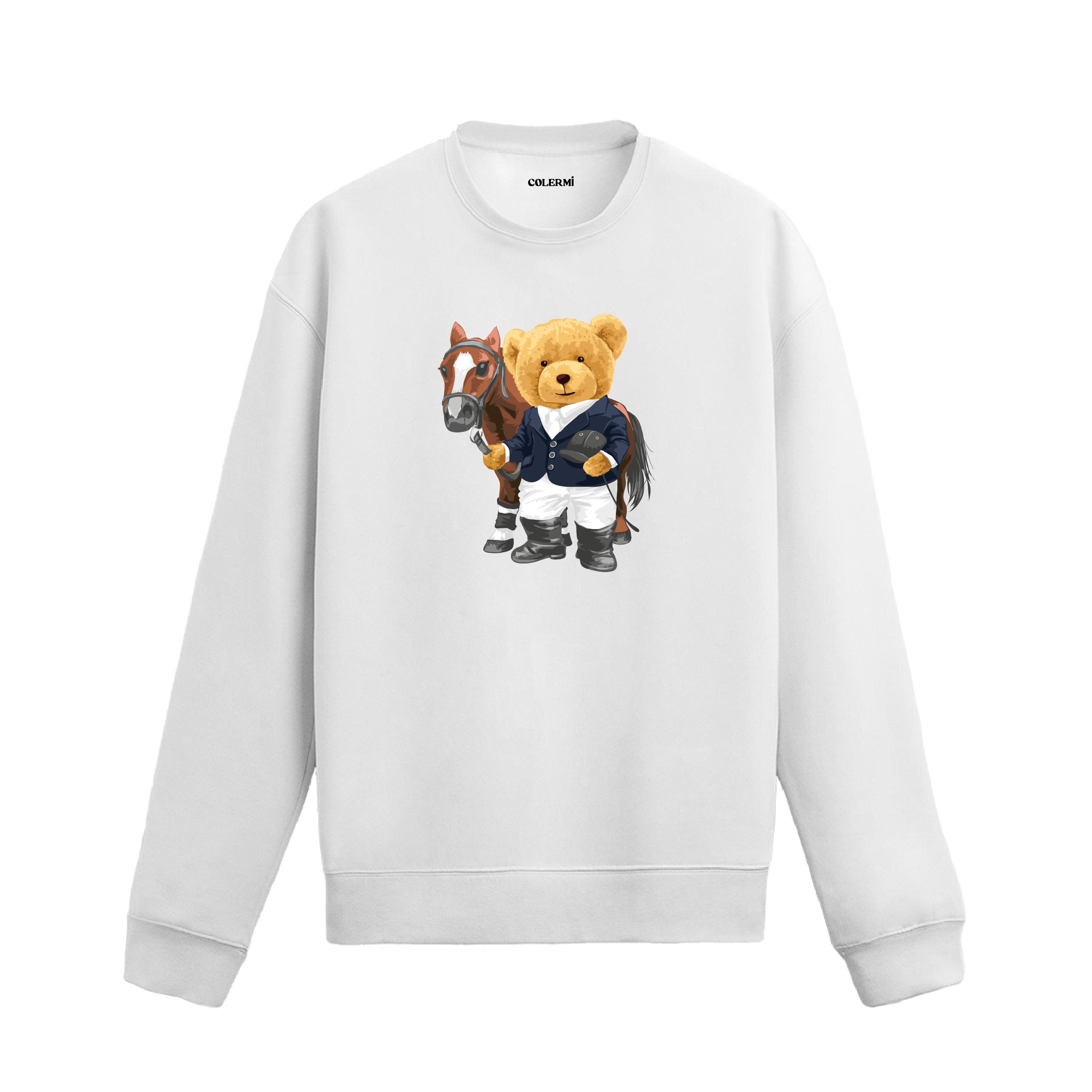 Binici Ayıcık ve At Baskılı Sweatshirt
