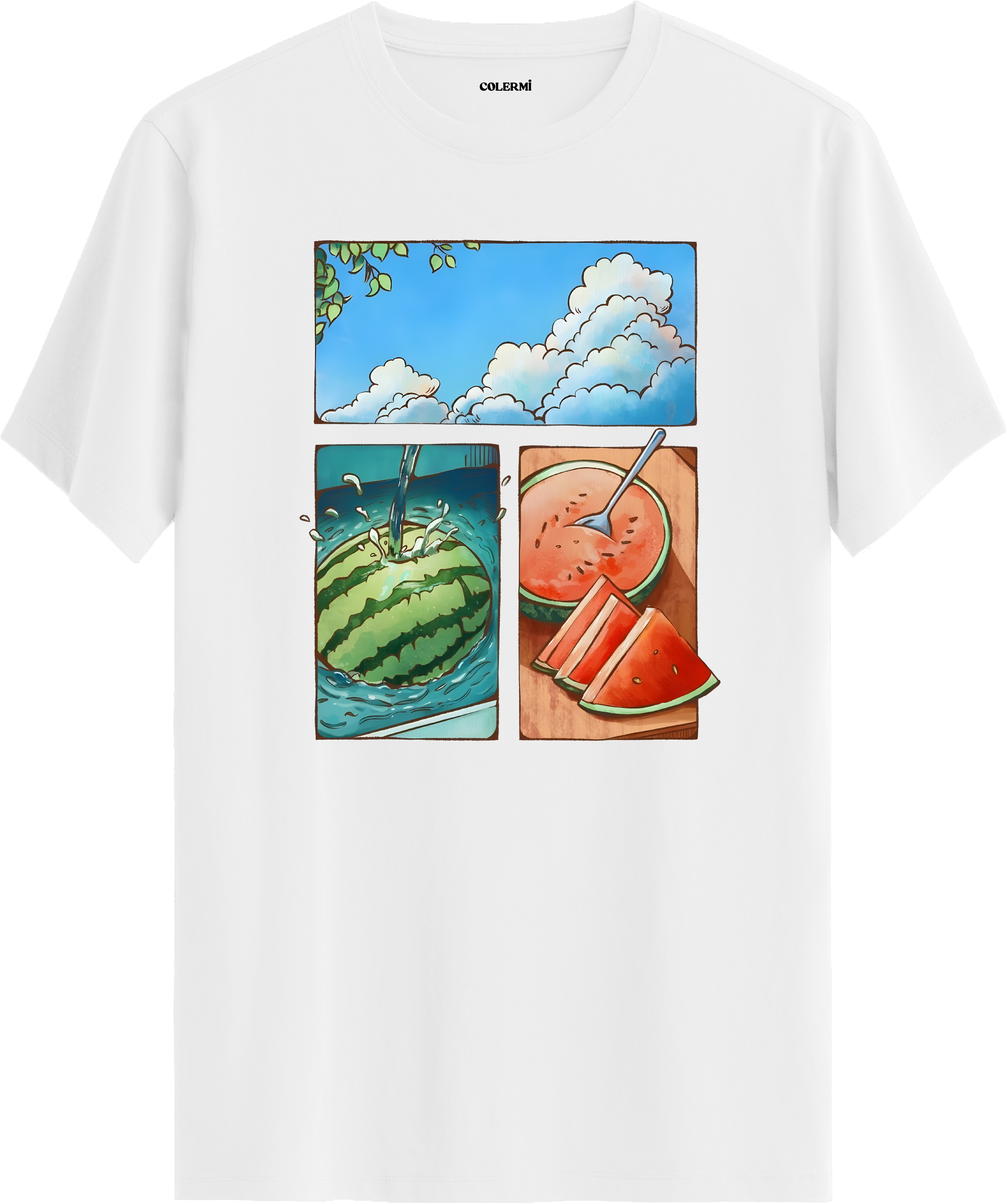 Watermelon Summer Baskılı Tişört görsel 3 | Colermi