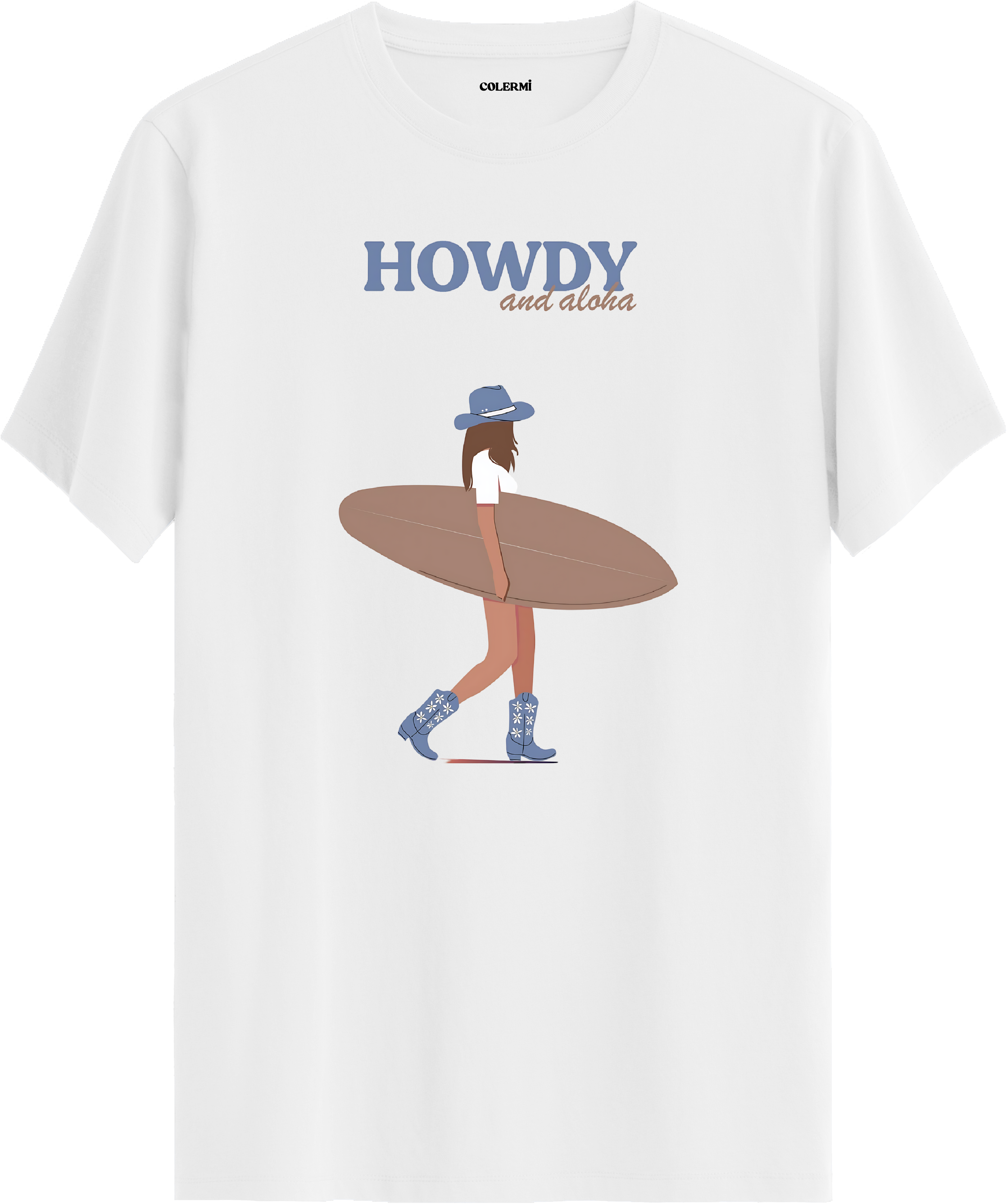 Howdy and Aloha Sörf Baskılı Regular Tişört