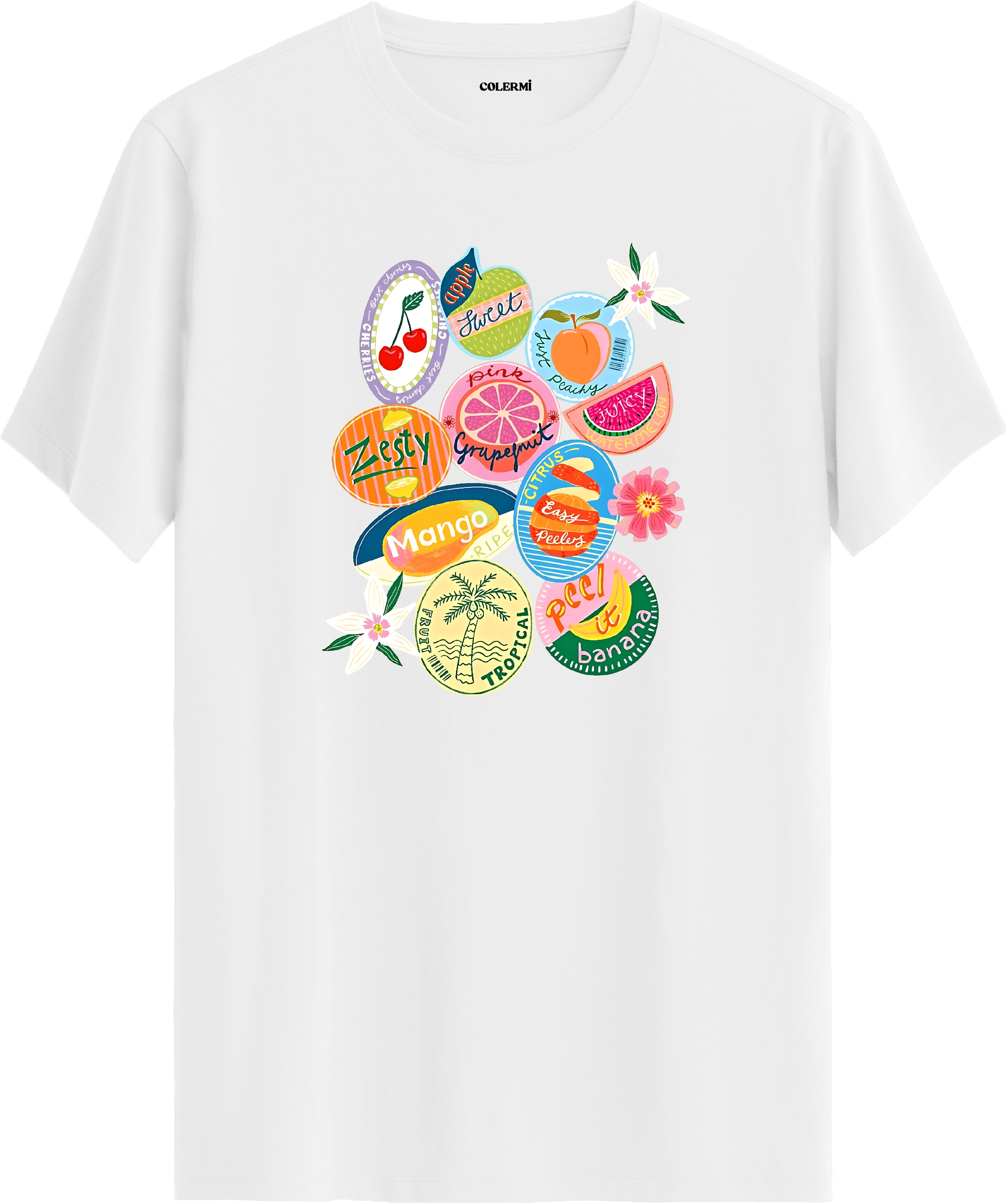 Tropical Fruits Baskılı Regular Tişört