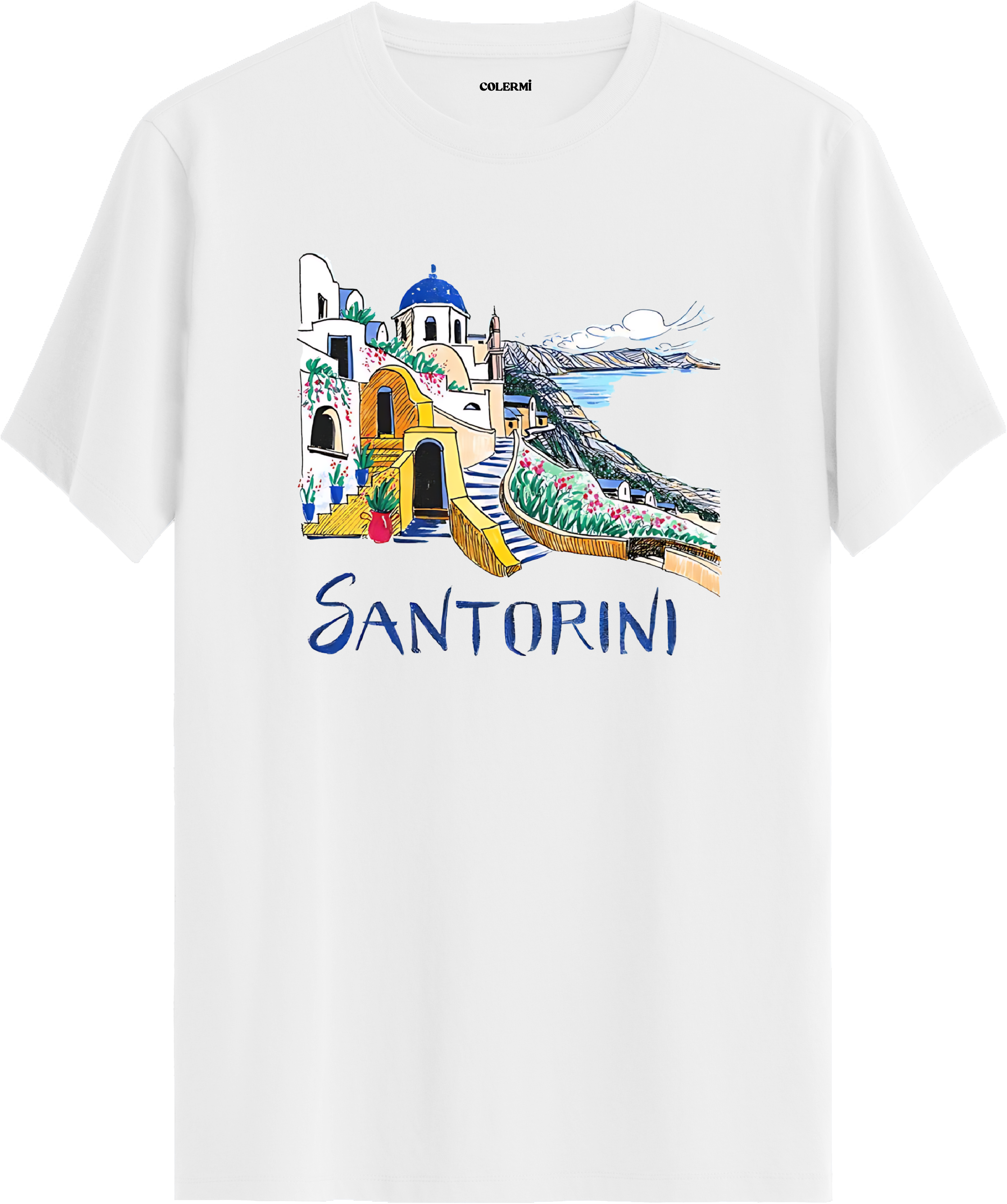 Santorini Illustration Regular Tişört