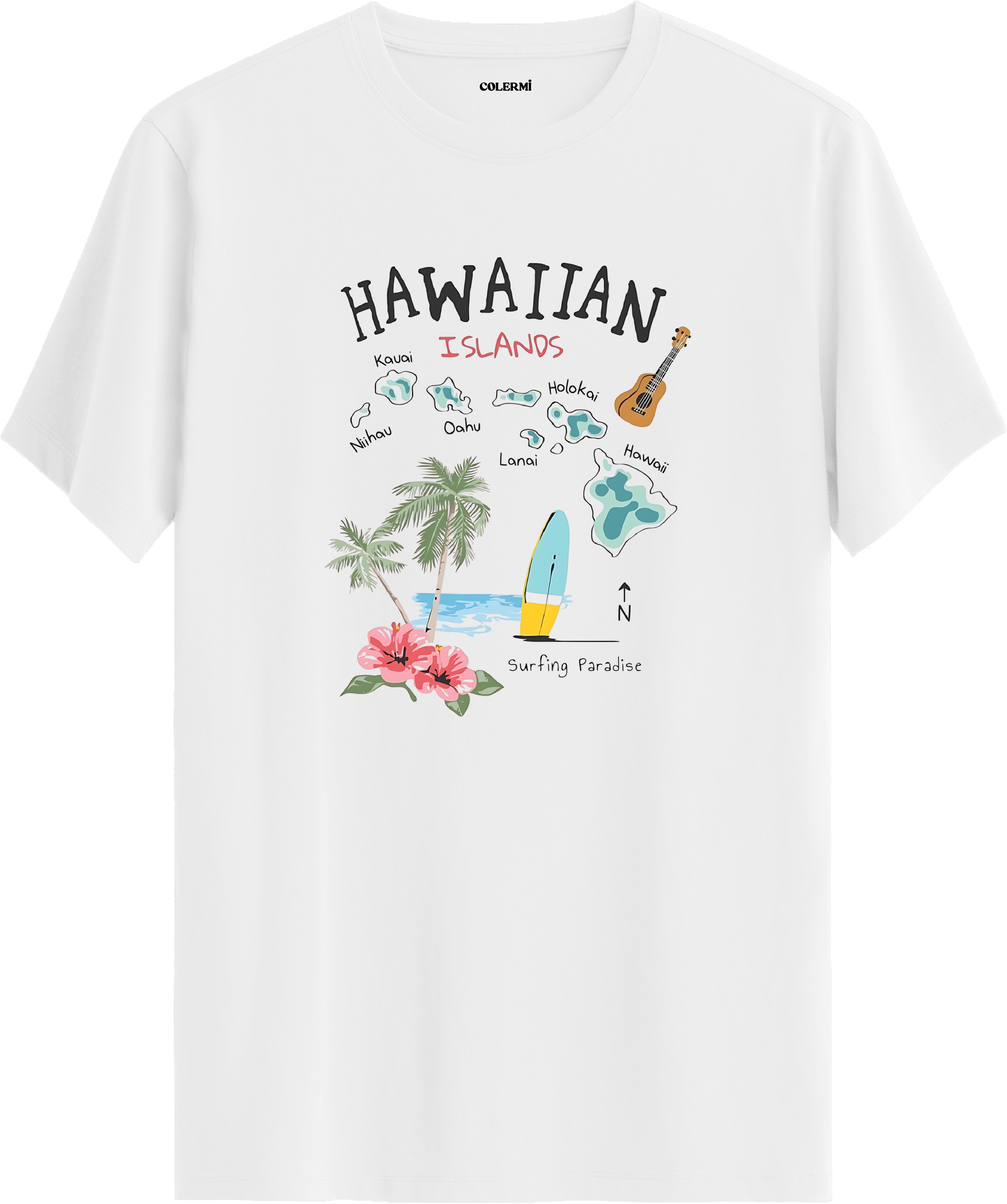 Hawaiian Islands Baskılı Regular Tişört
