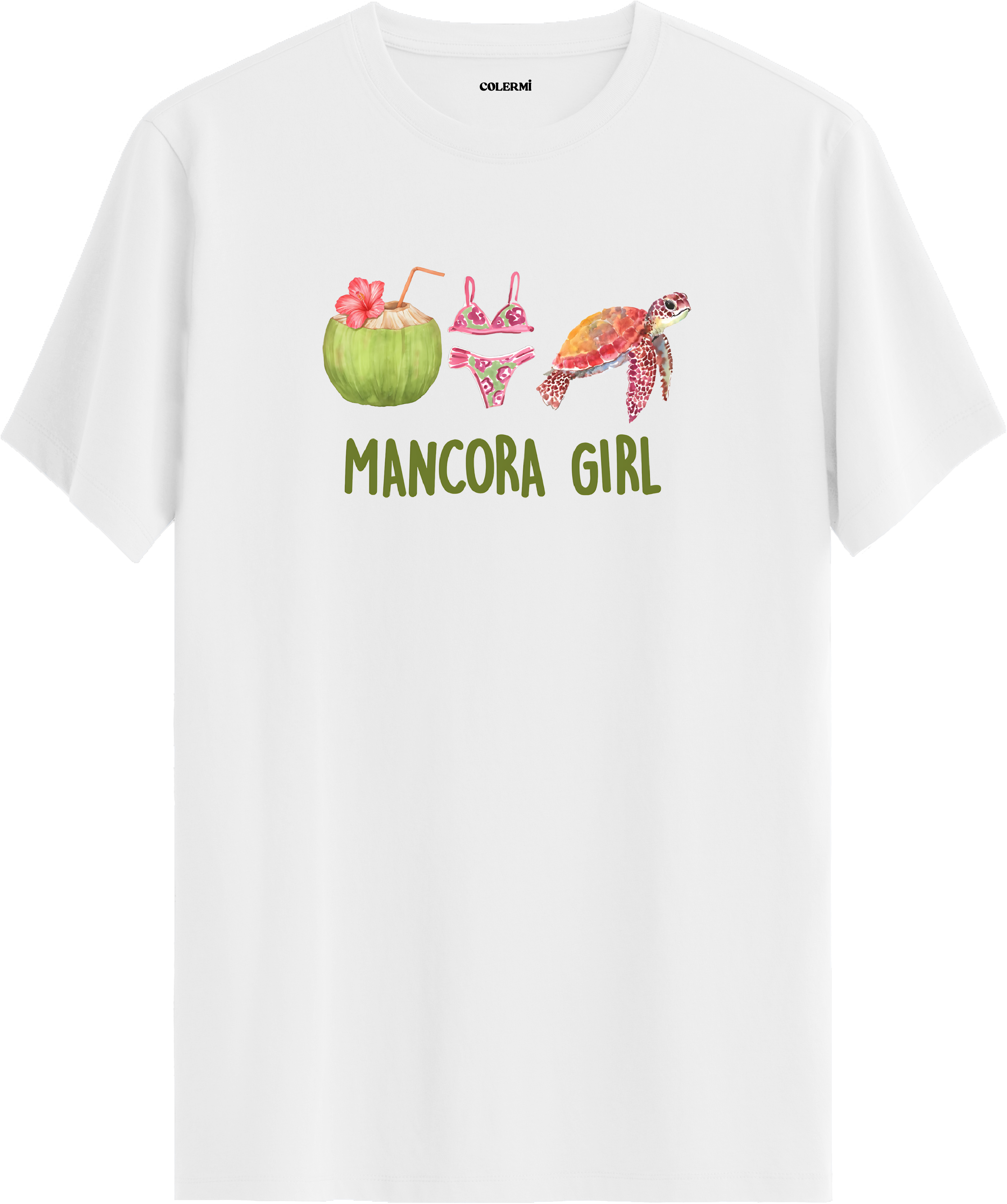 Mancora Girl Deniz Kaplumbağası Baskılı Regular Tişört
