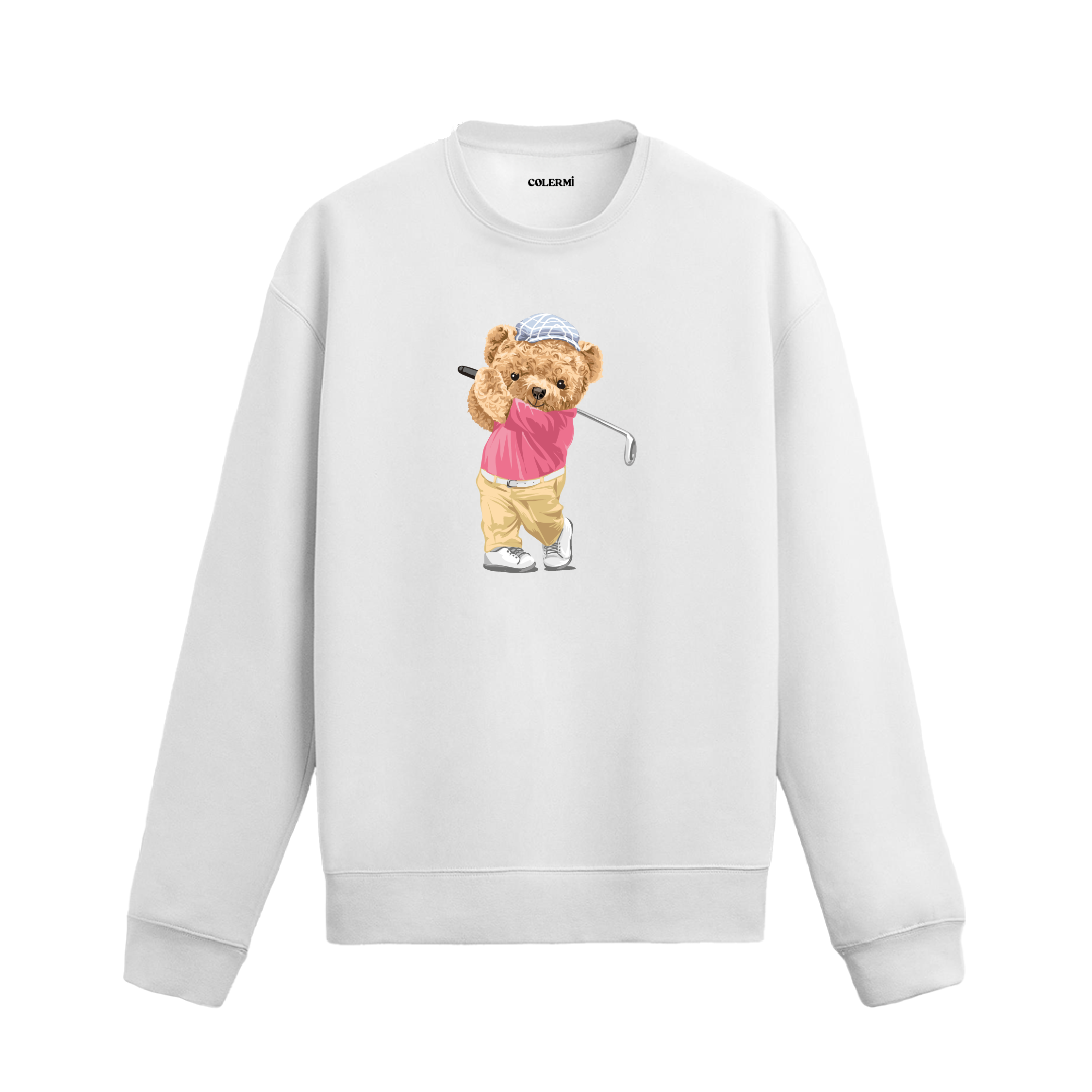 Golf Oynayan Ayıcık Tasarımlı Sweatshirt
