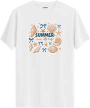 Summer Vibes Deniz Kabukları Baskılı Regular Tişört