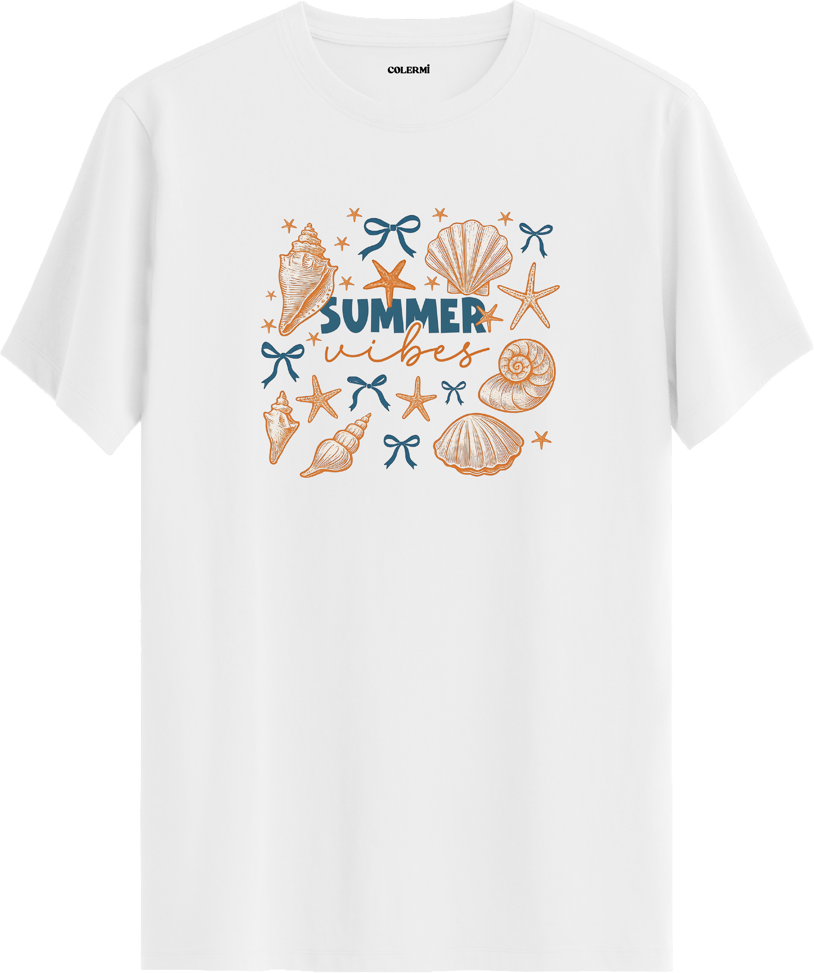 Summer Vibes Deniz Kabukları Baskılı Regular Tişört