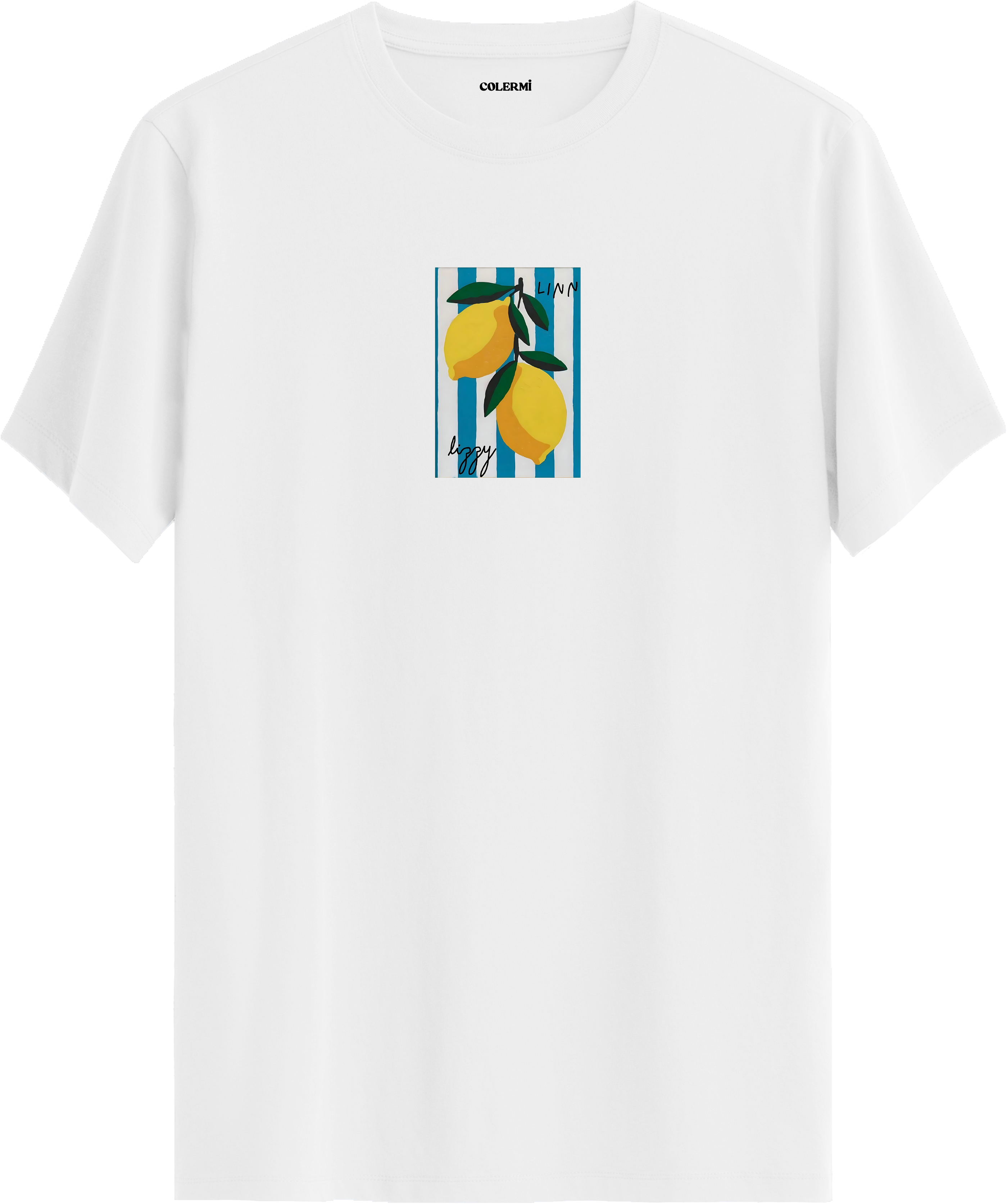 Limon Çizgili Minimal Baskılı Regular Tişört