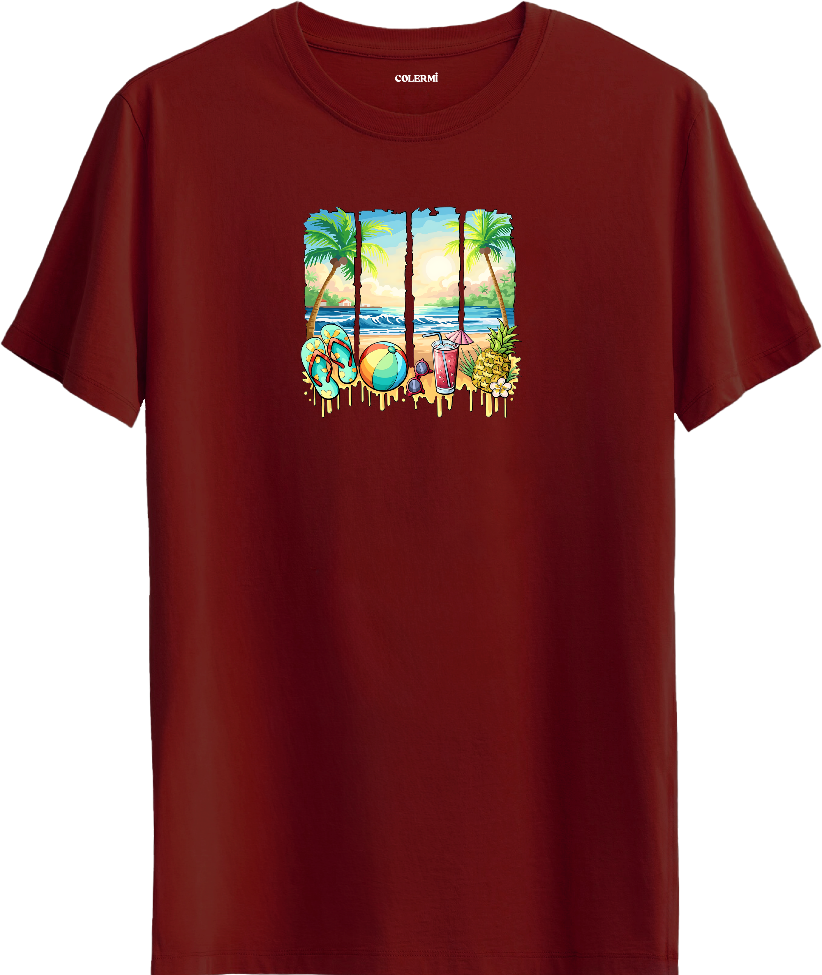Tropical Beach Baskılı Regular Tişört