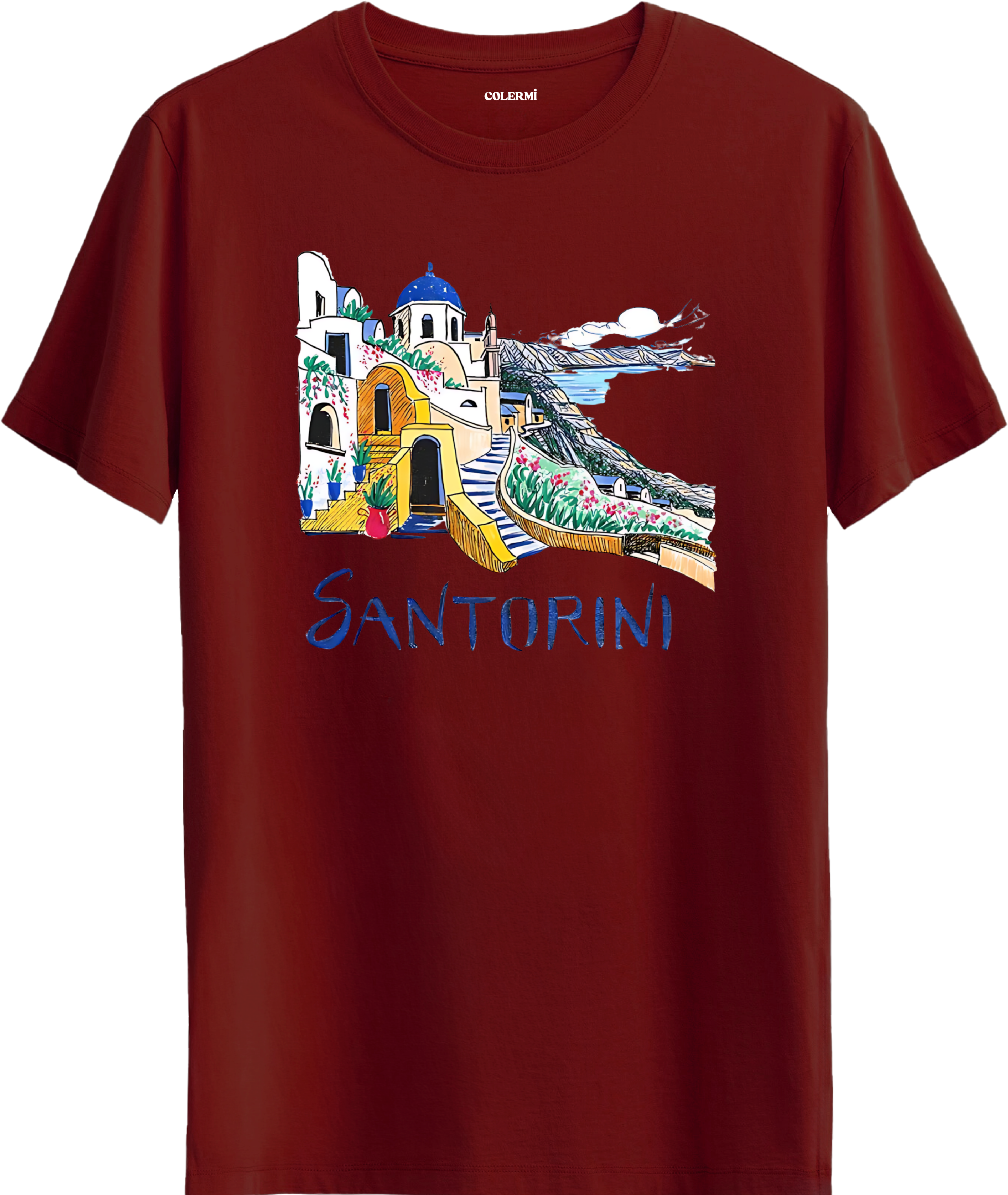 Santorini Illustration Regular Tişört