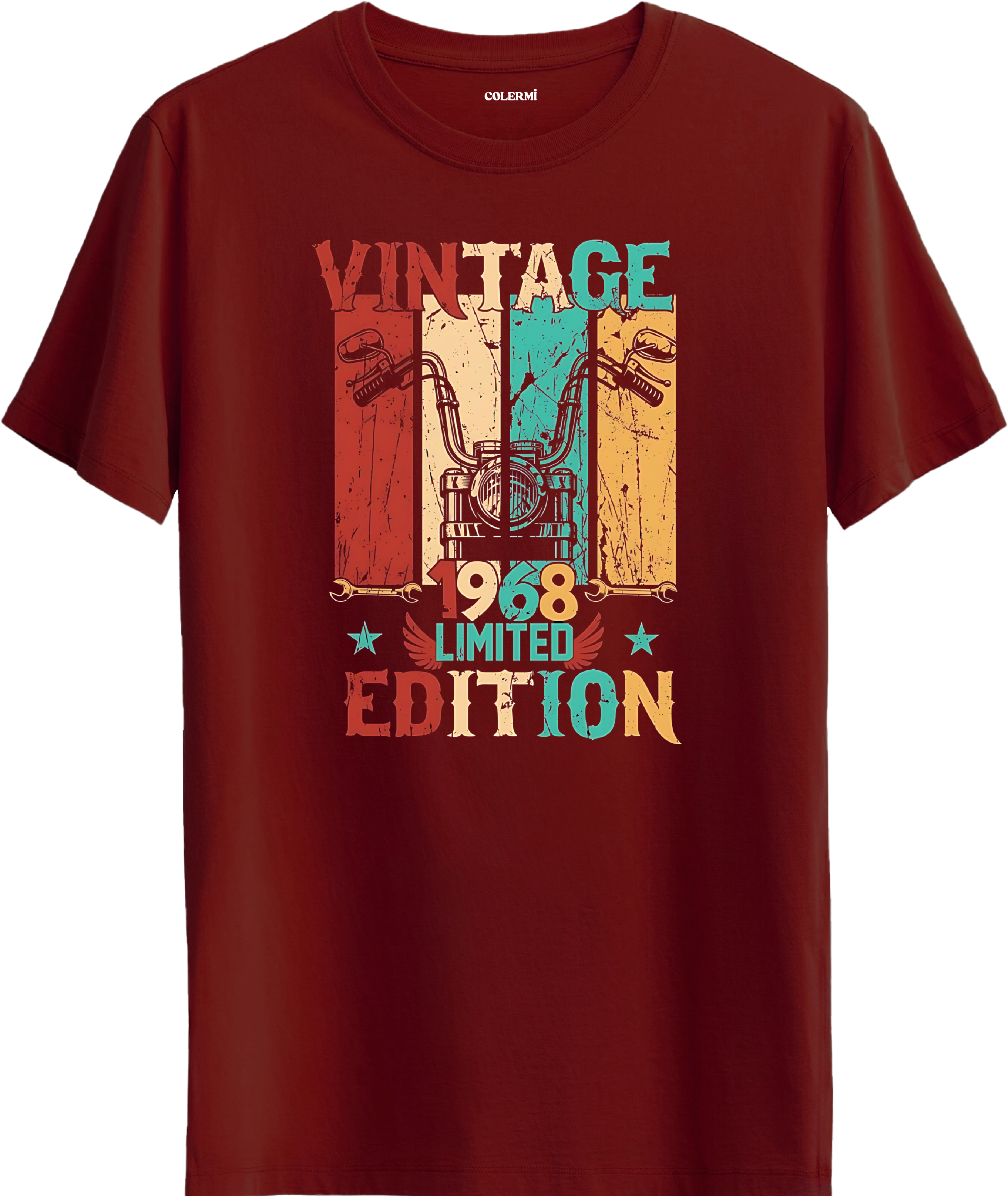 Vintage 1968 Motosiklet Baskılı Regular Tişört