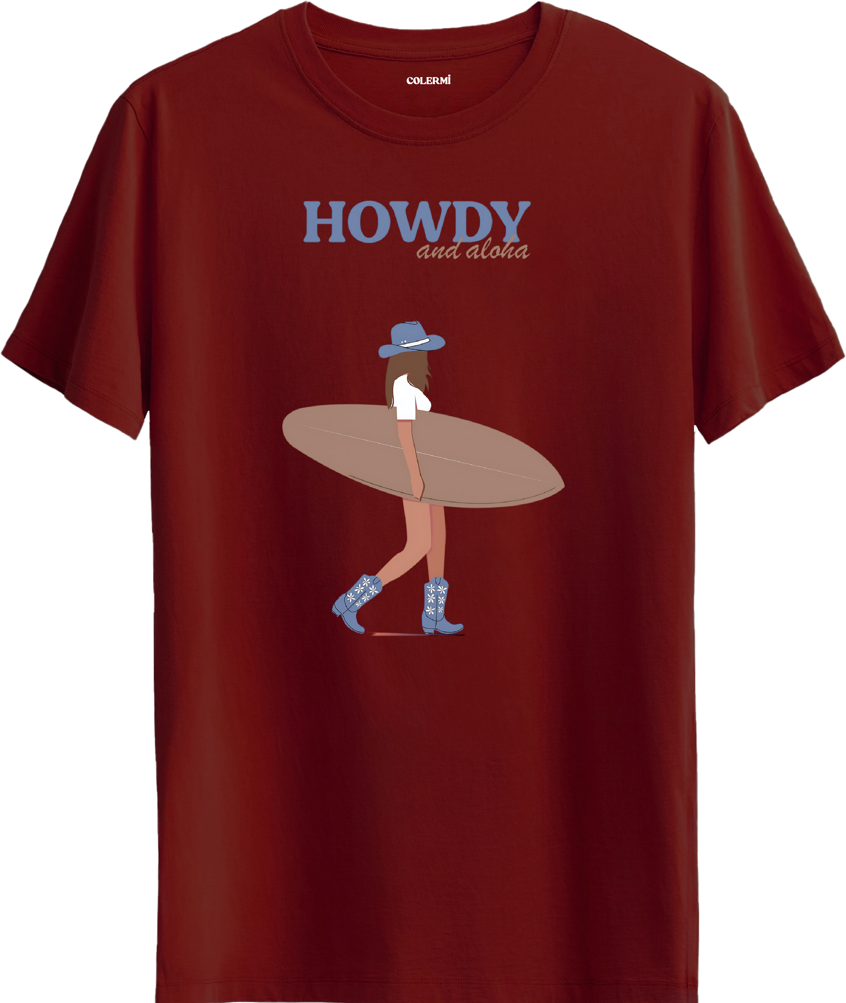 Howdy and Aloha Sörf Baskılı Regular Tişört