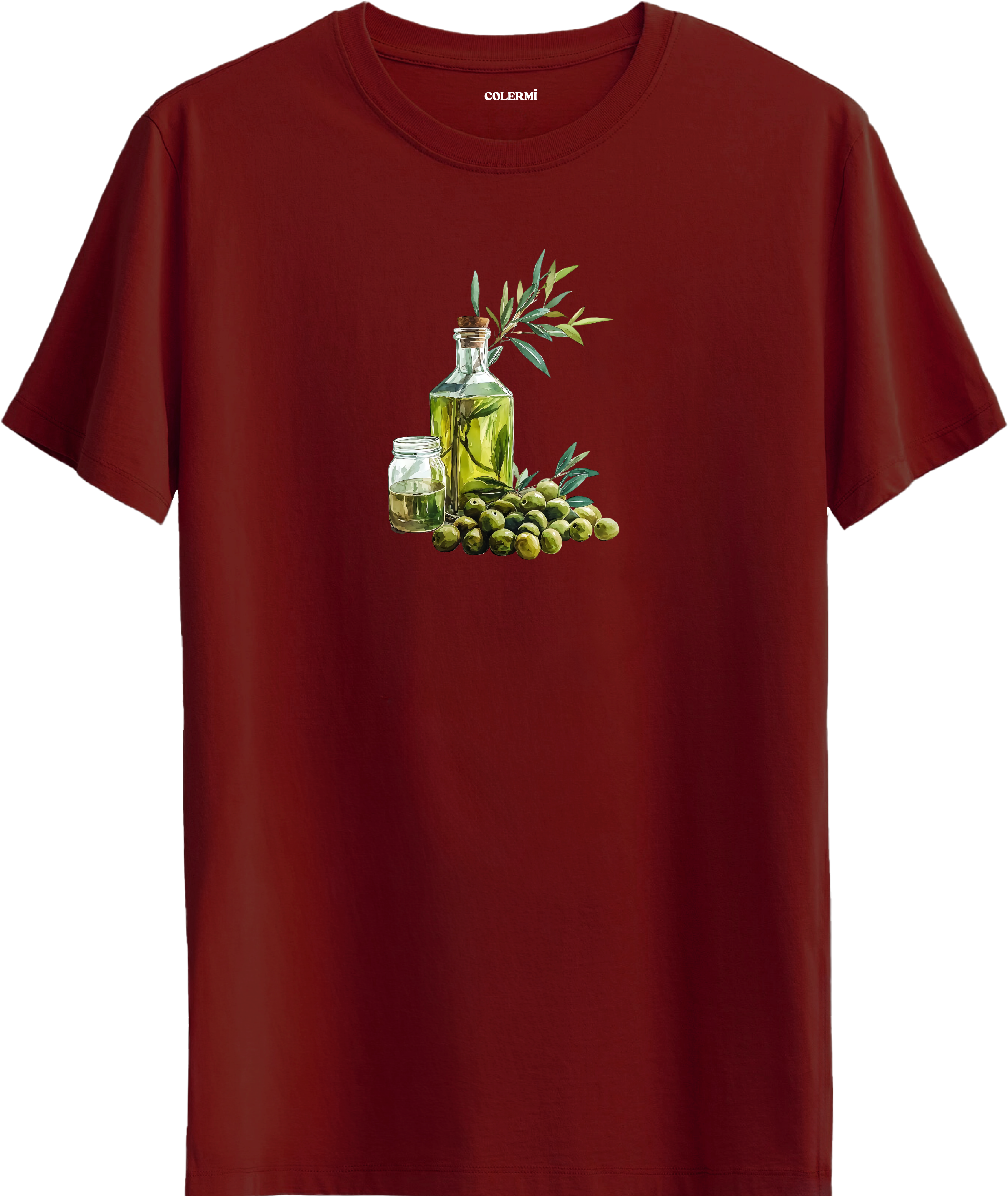 Zeytin ve Zeytinyağı Baskılı Regular Tişört