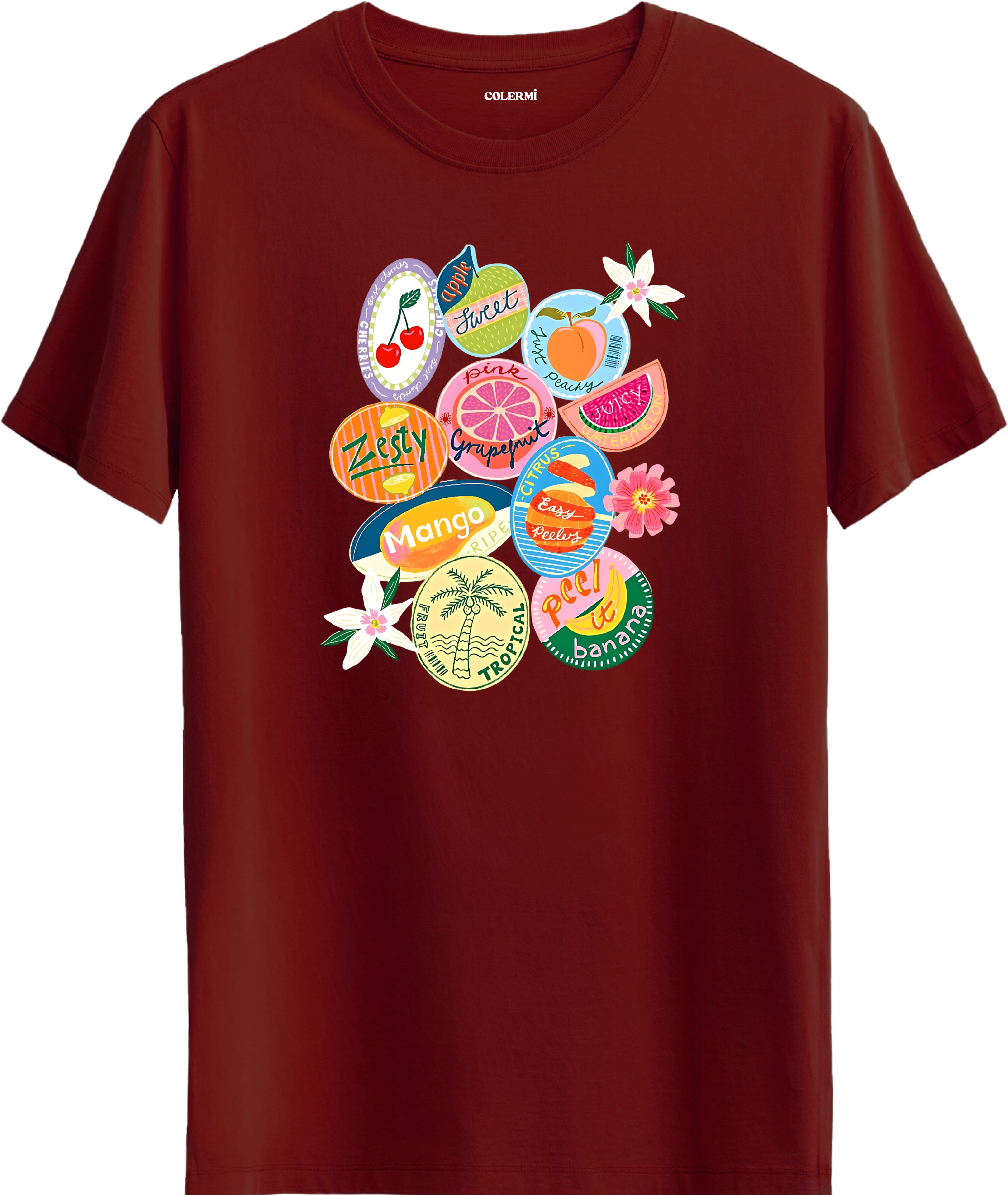 Tropical Fruits Baskılı Regular Tişört