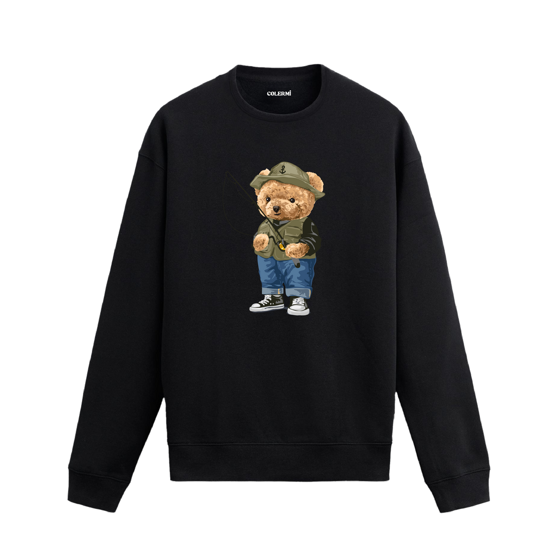 Balıkçı Ayıcık Baskılı Sweatshirt