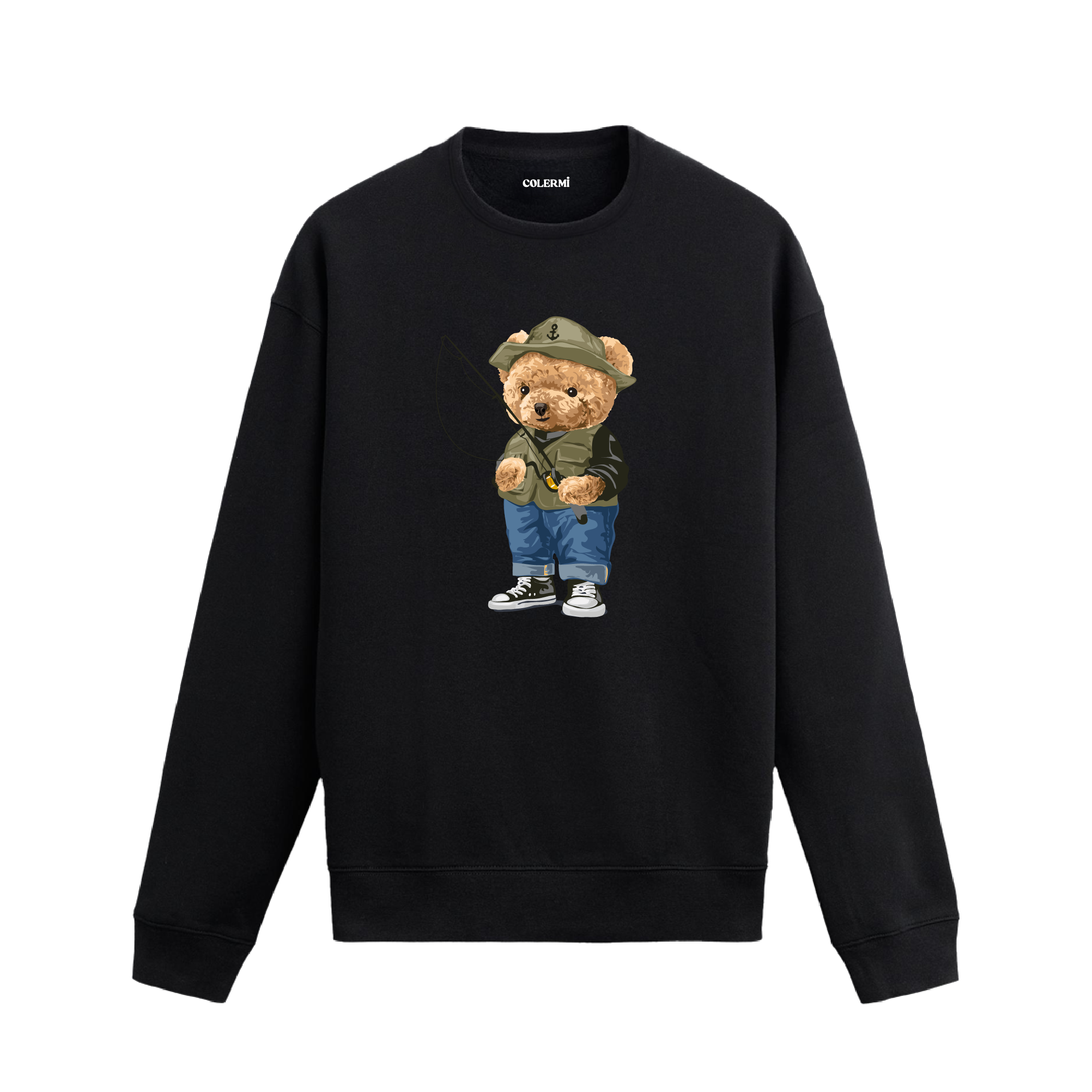 Balıkçı Ayıcık Baskılı Sweatshirt