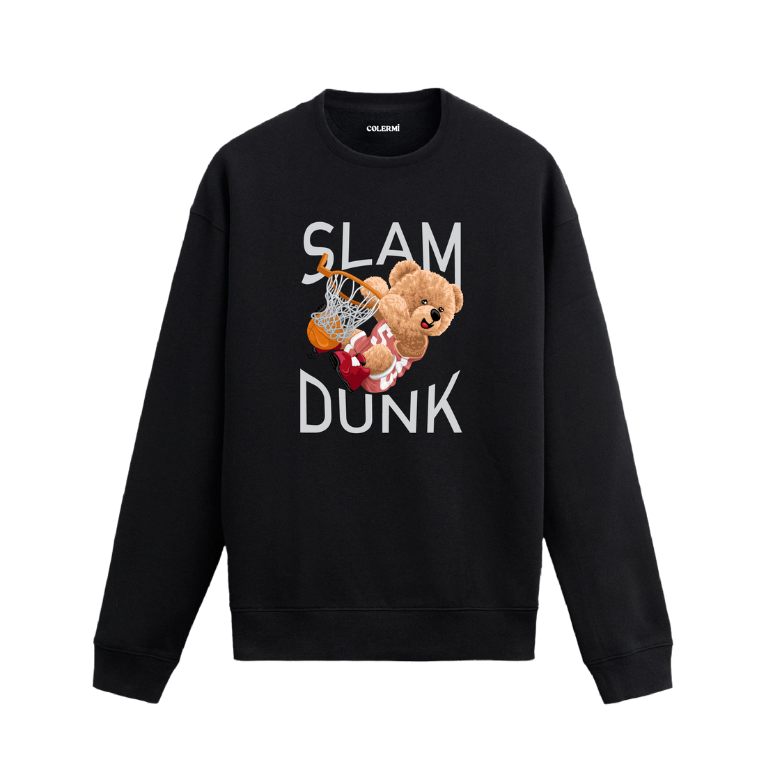 Ayıcık Baskılı Sweatshirt - Slam Dunk Basketbol